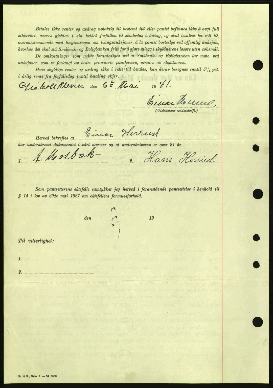 Idd og Marker sorenskriveri, AV/SAO-A-10283/G/Gb/Gbc/L0002: Pantebok nr. B4-9a, 1939-1945, Dagboknr: 782/1941