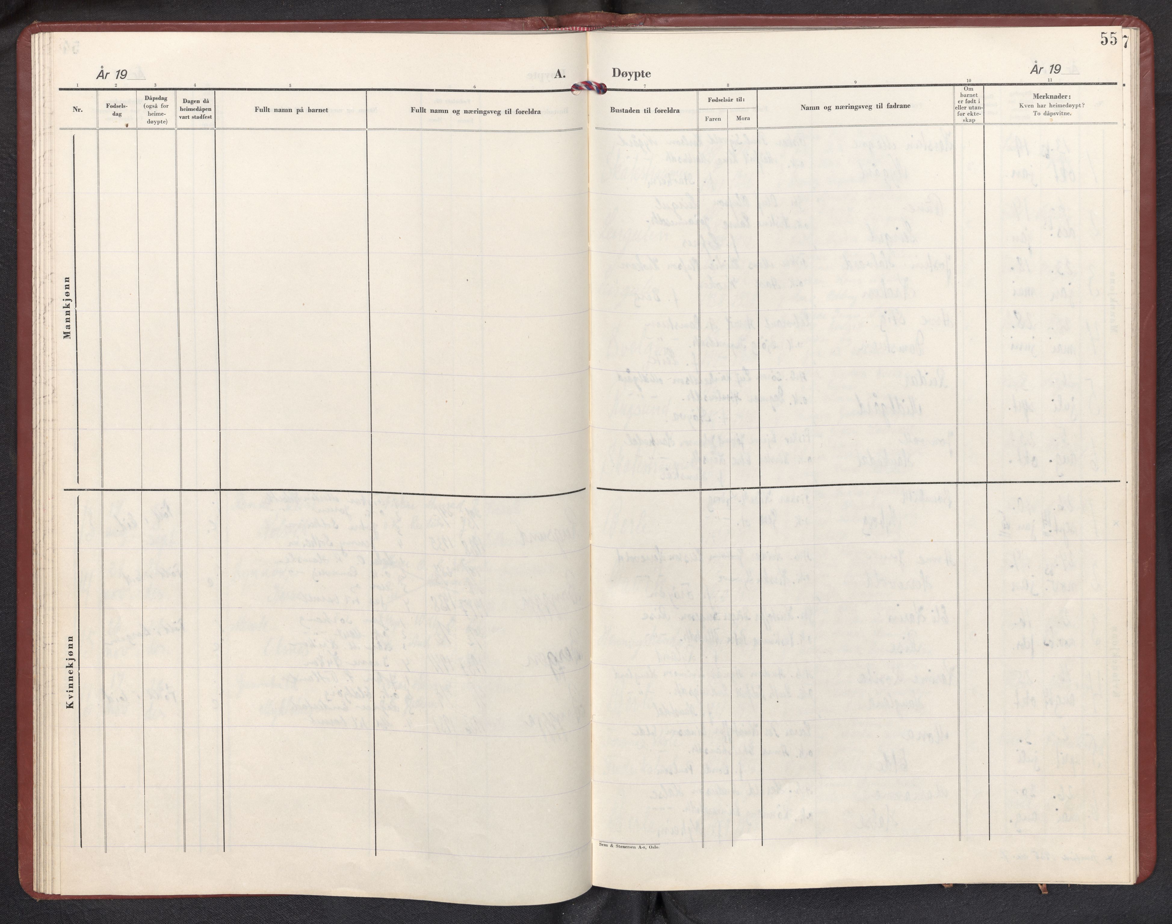 Davik sokneprestembete, SAB/A-79701/H/Hab/Habc/L0005: Klokkerbok nr. C 5, 1952-1966, s. 54b-55a