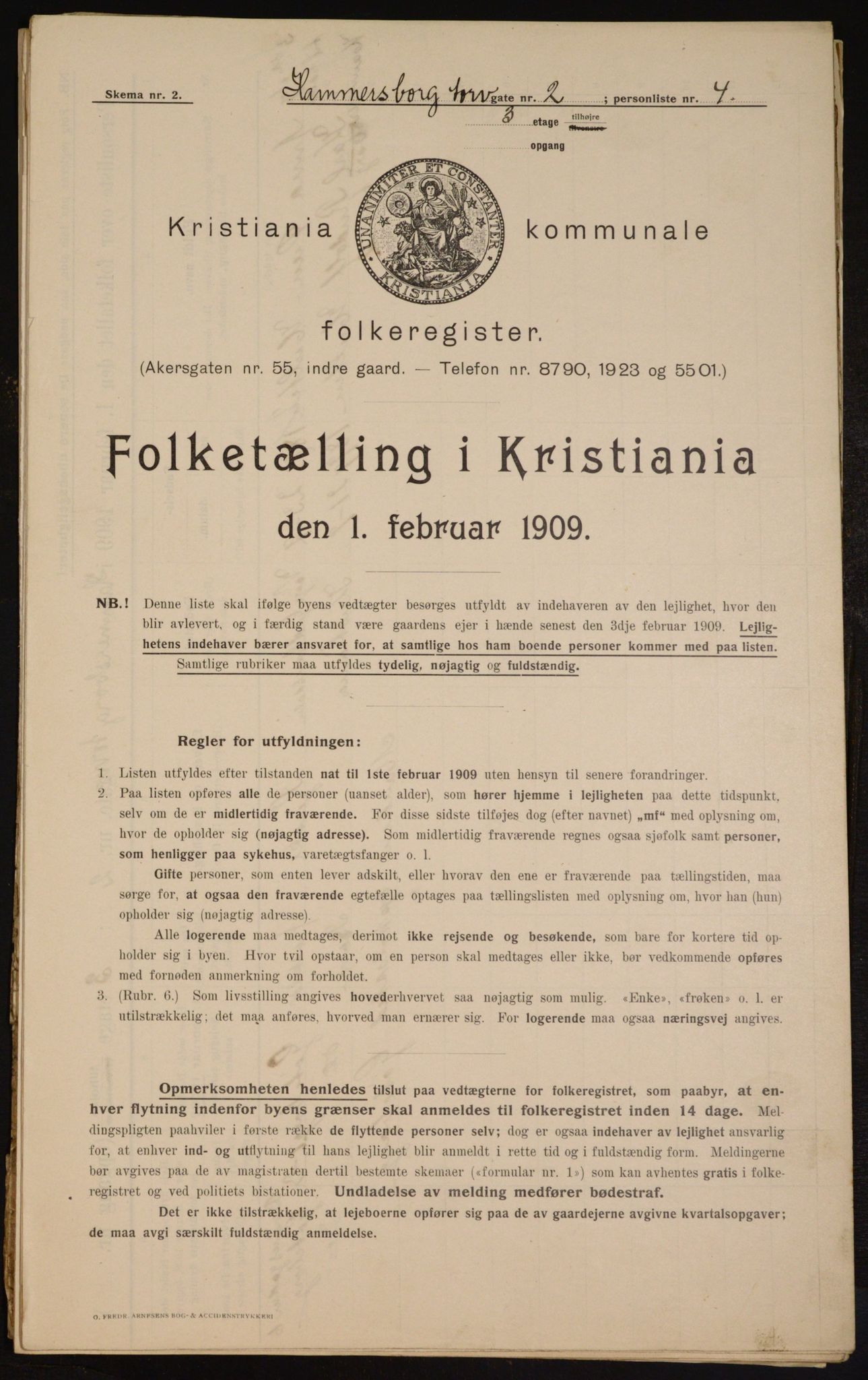 OBA, Kommunal folketelling 1.2.1909 for Kristiania kjøpstad, 1909, s. 31161