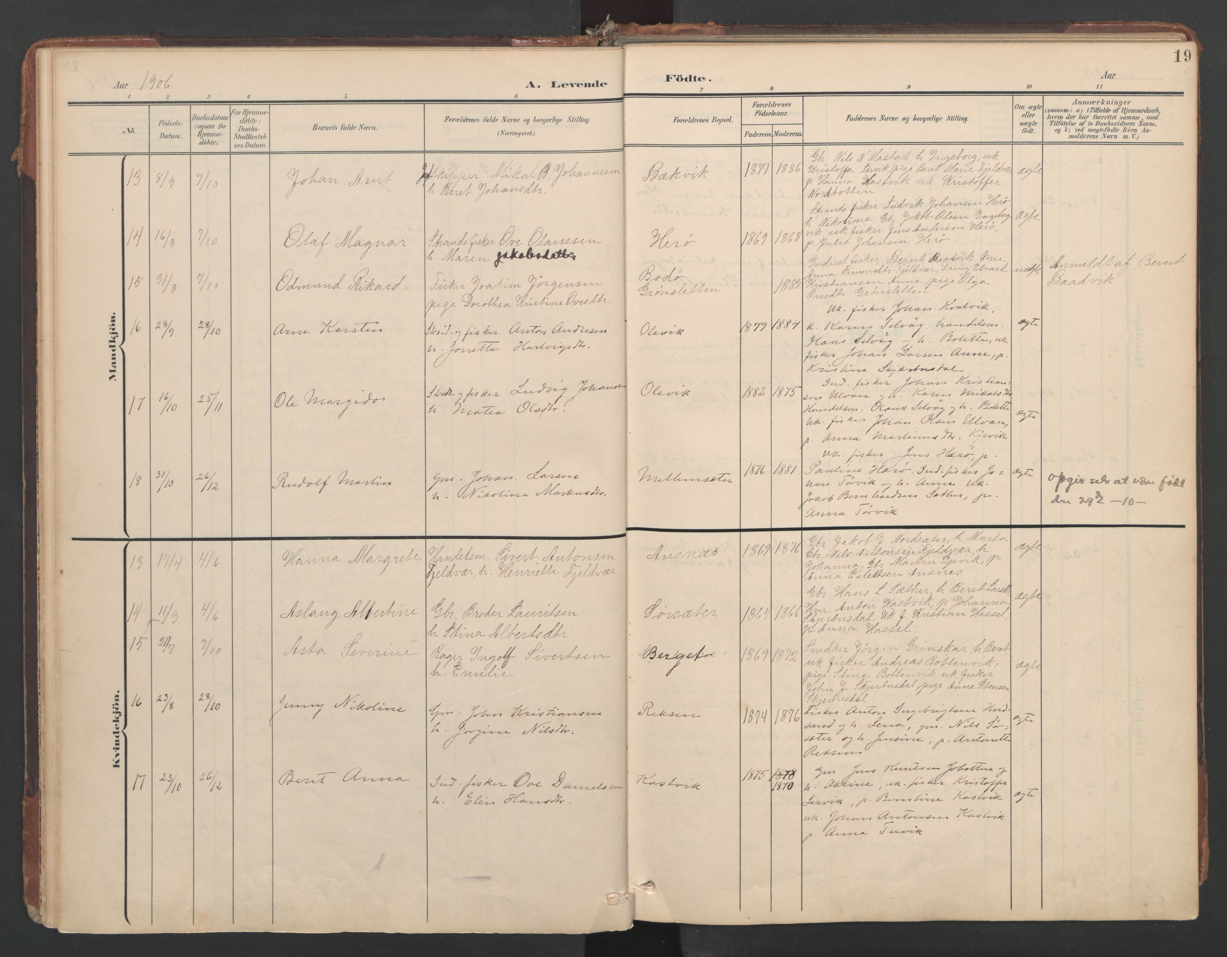 Ministerialprotokoller, klokkerbøker og fødselsregistre - Sør-Trøndelag, AV/SAT-A-1456/638/L0568: Ministerialbok nr. 638A01, 1901-1916, s. 19