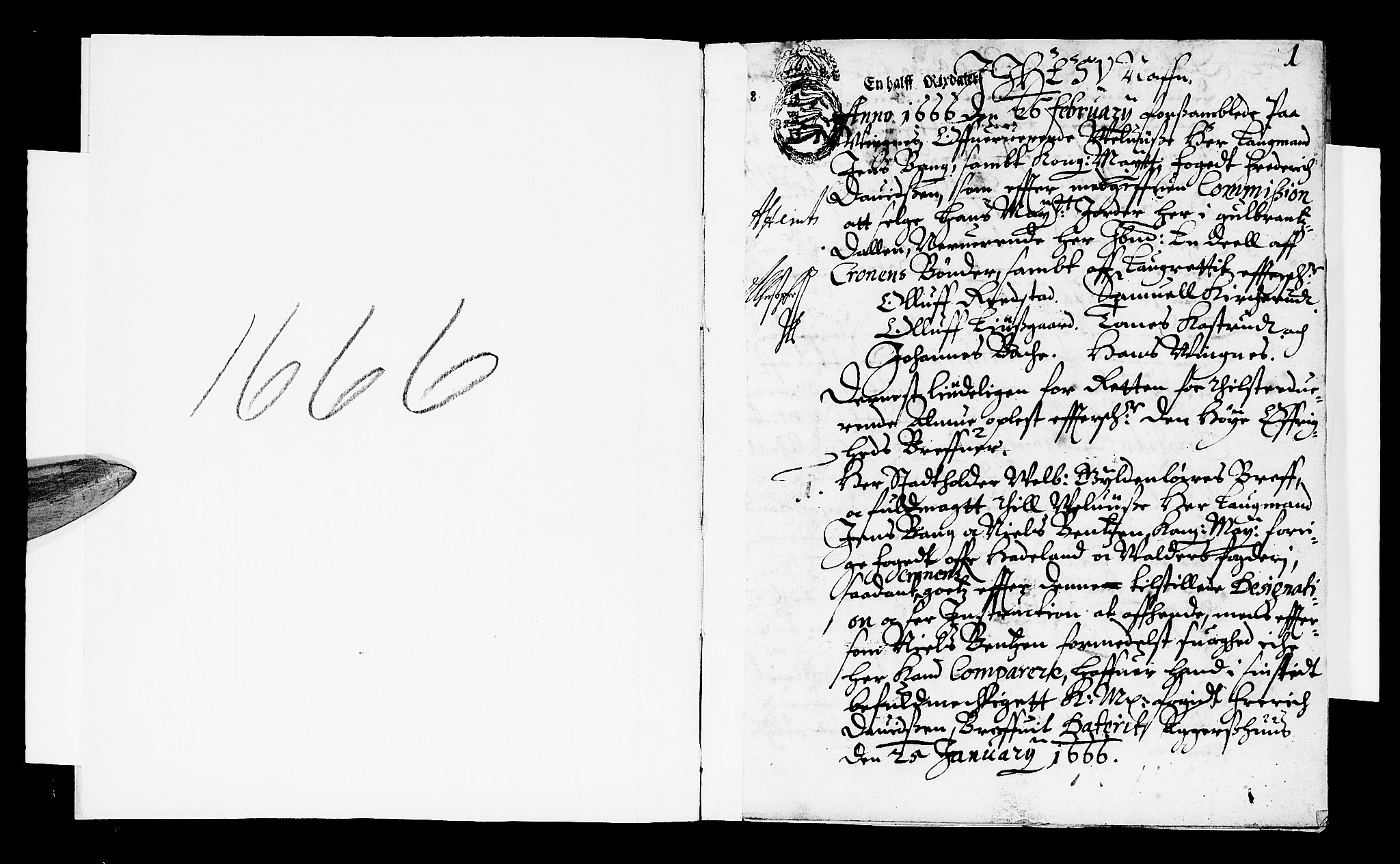 Sorenskriverier i Gudbrandsdalen, SAH/TING-036/G/Gb/Gbb/L0003: Tingbok - Sør-Gudbrandsdal, 1666, s. 0b-1a