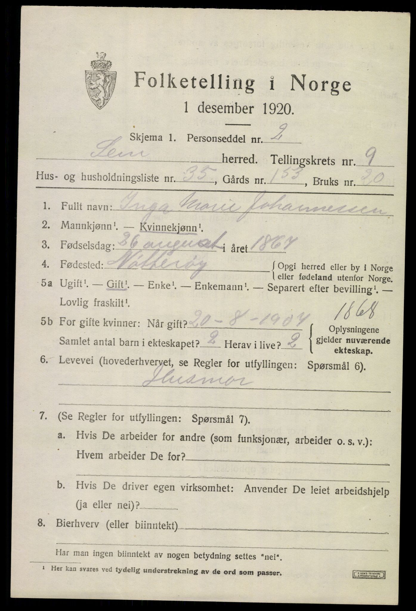 SAKO, Folketelling 1920 for 0721 Sem herred, 1920, s. 12943