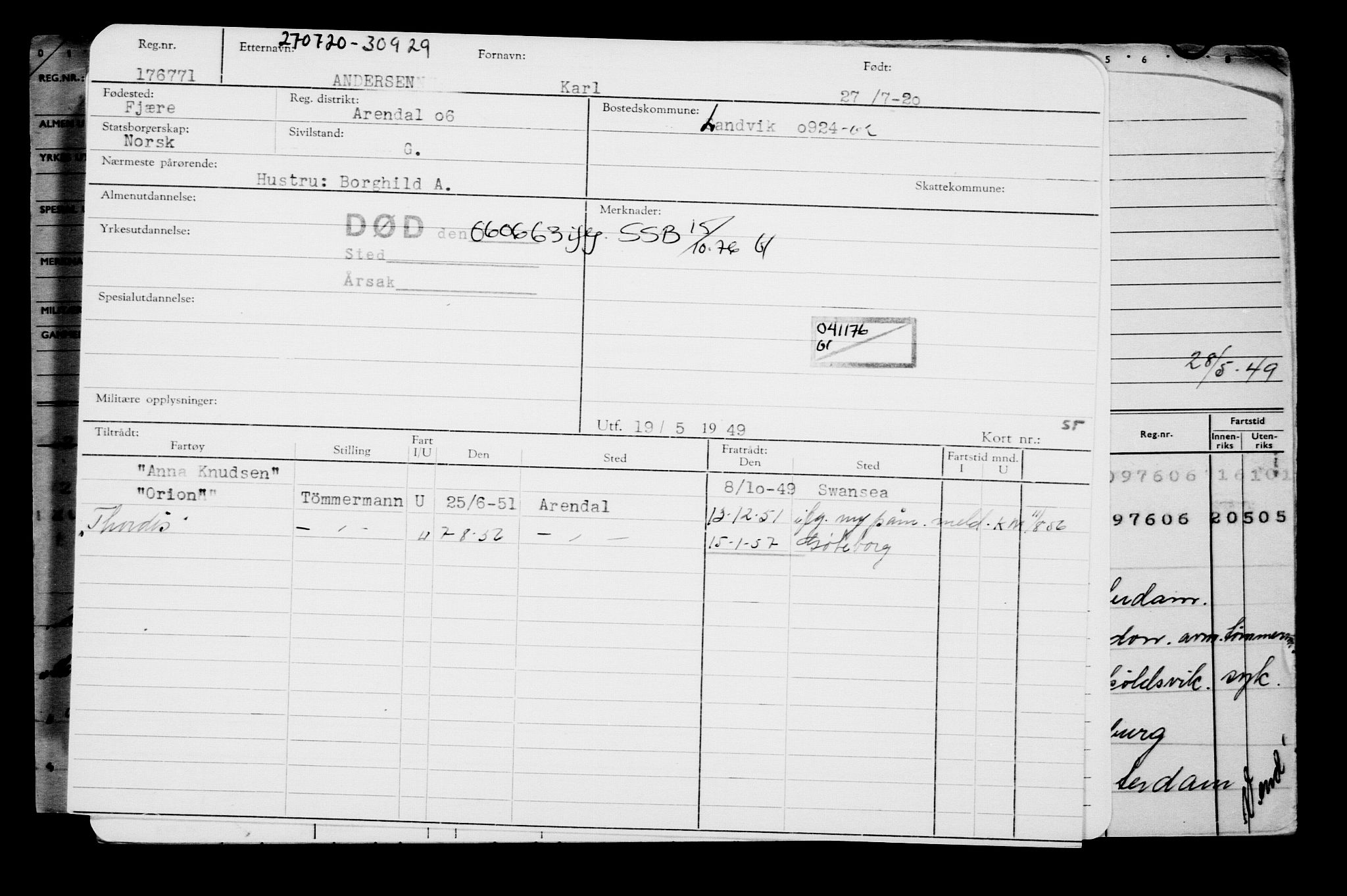 Direktoratet for sjømenn, AV/RA-S-3545/G/Gb/L0183: Hovedkort, 1920, s. 650