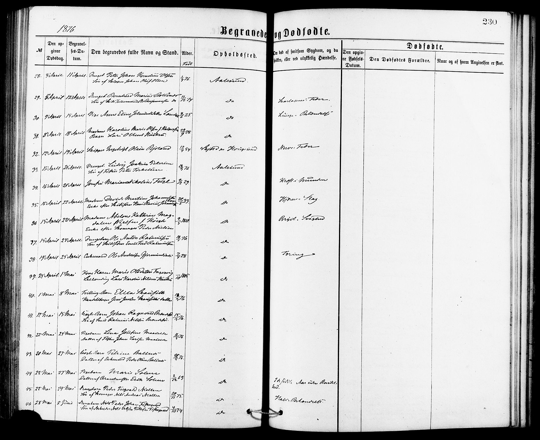 Ministerialprotokoller, klokkerbøker og fødselsregistre - Møre og Romsdal, SAT/A-1454/529/L0453: Ministerialbok nr. 529A03, 1872-1877, s. 230