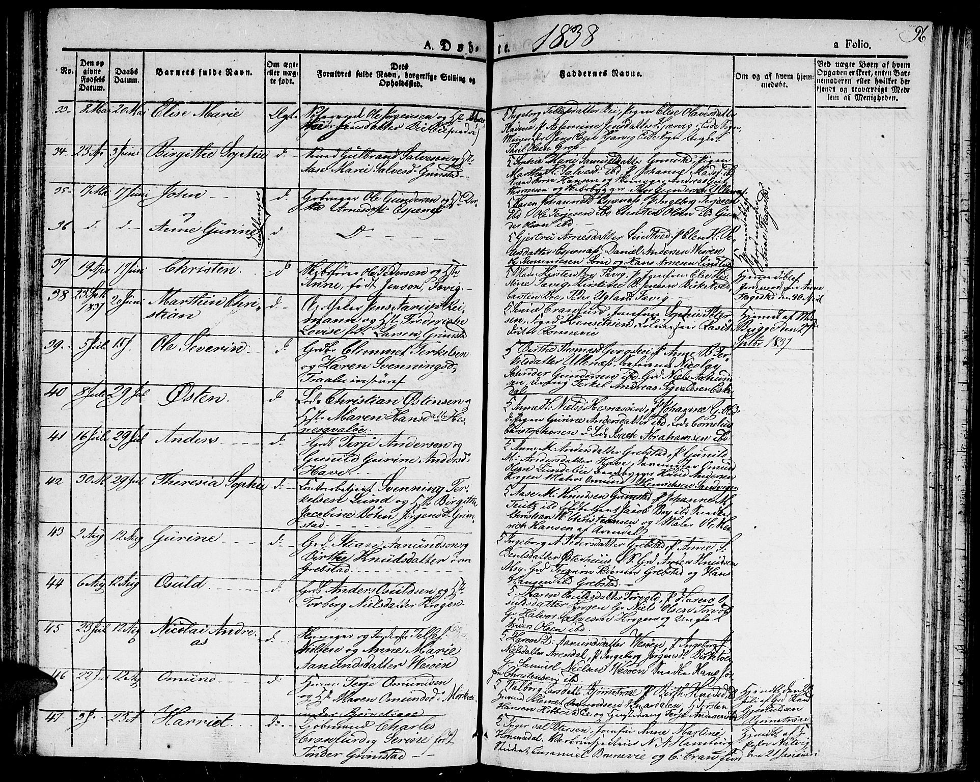 Fjære sokneprestkontor, AV/SAK-1111-0011/F/Fa/L0002: Ministerialbok nr. A 2, 1827-1839, s. 96
