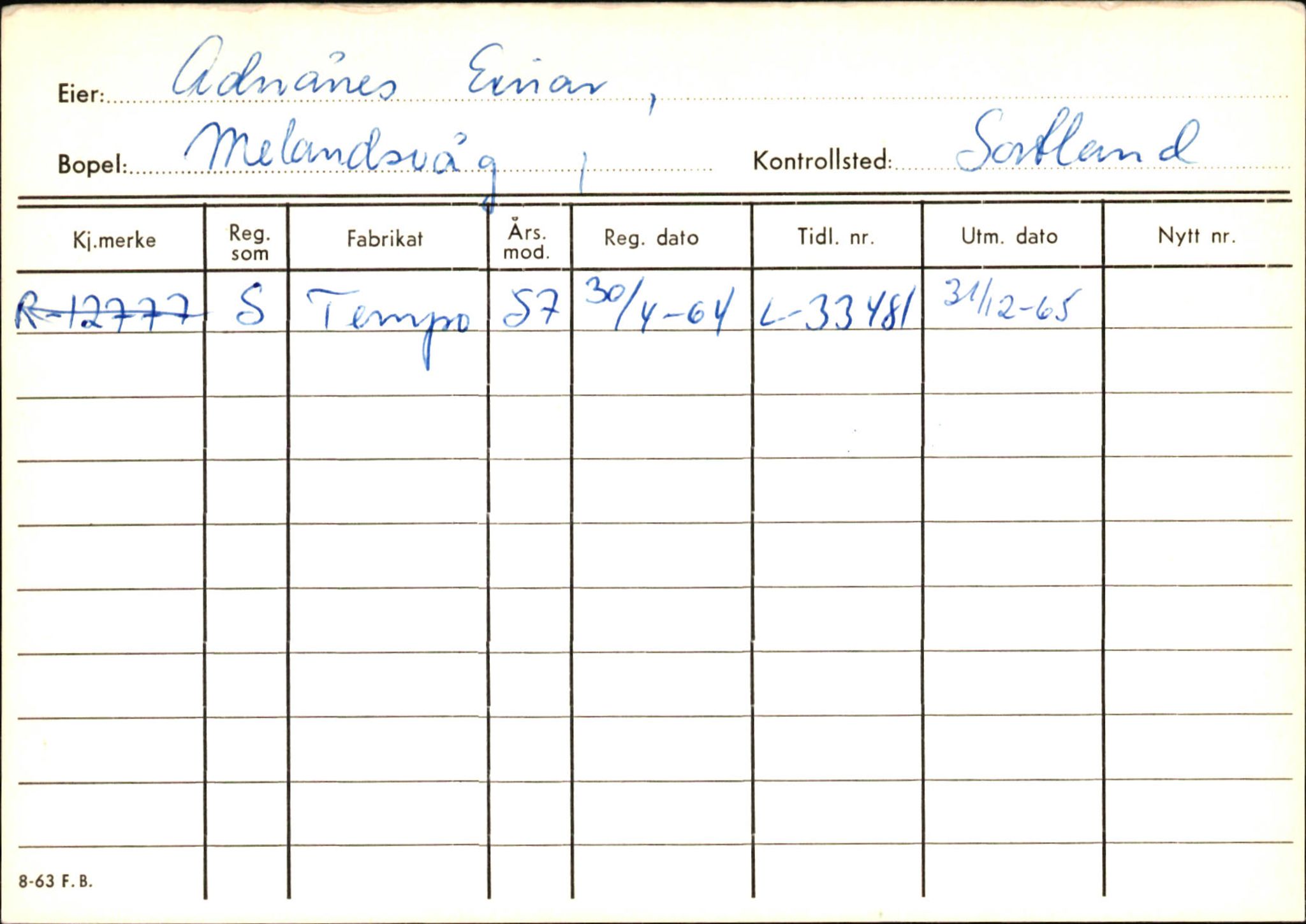 Statens vegvesen, Hordaland vegkontor, AV/SAB-A-5201/2/Ha/L0001: R-eierkort A, 1920-1971, s. 77