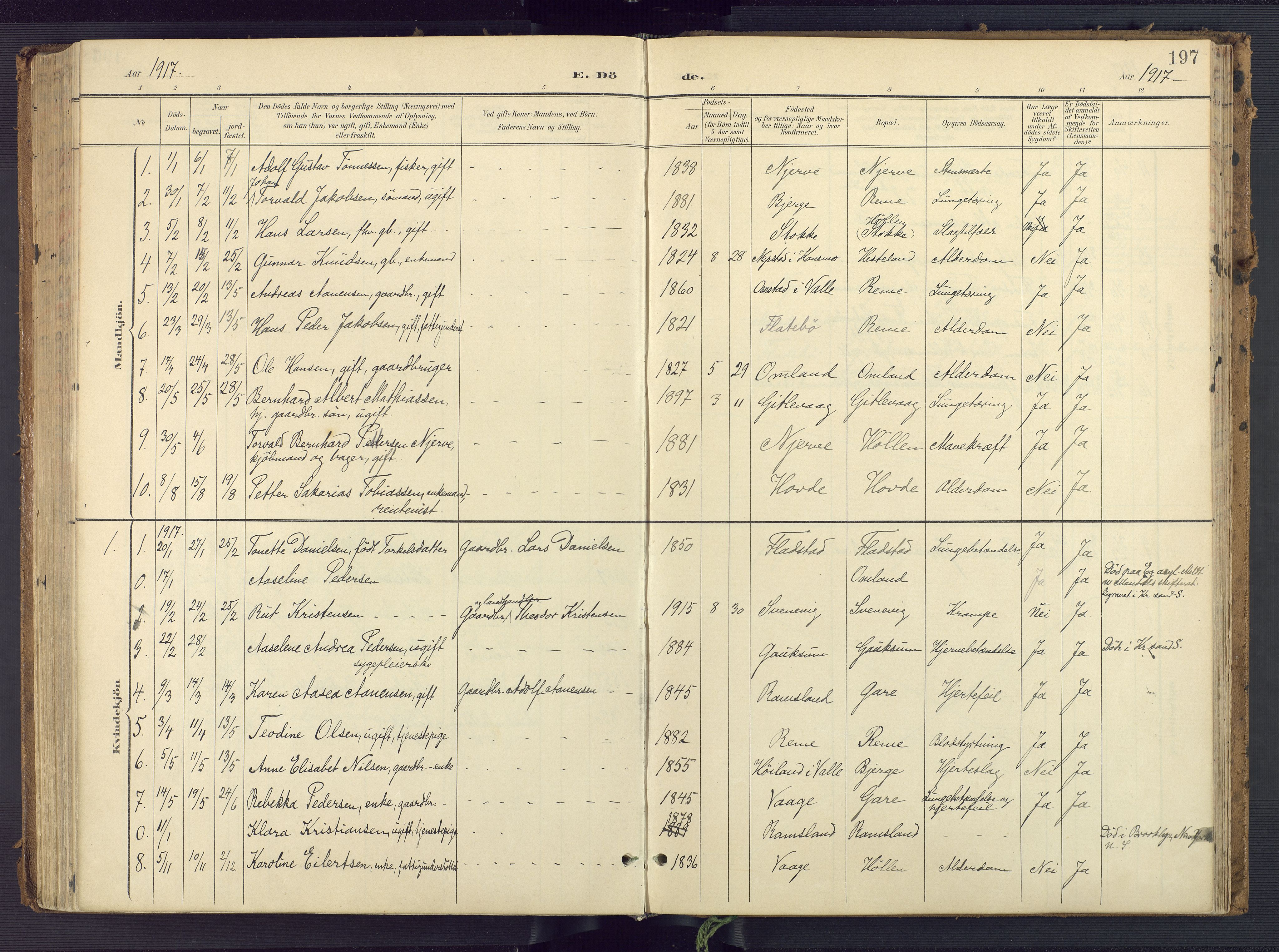 Sør-Audnedal sokneprestkontor, AV/SAK-1111-0039/F/Fa/Faa/L0005: Ministerialbok nr. A 5, 1900-1923, s. 197