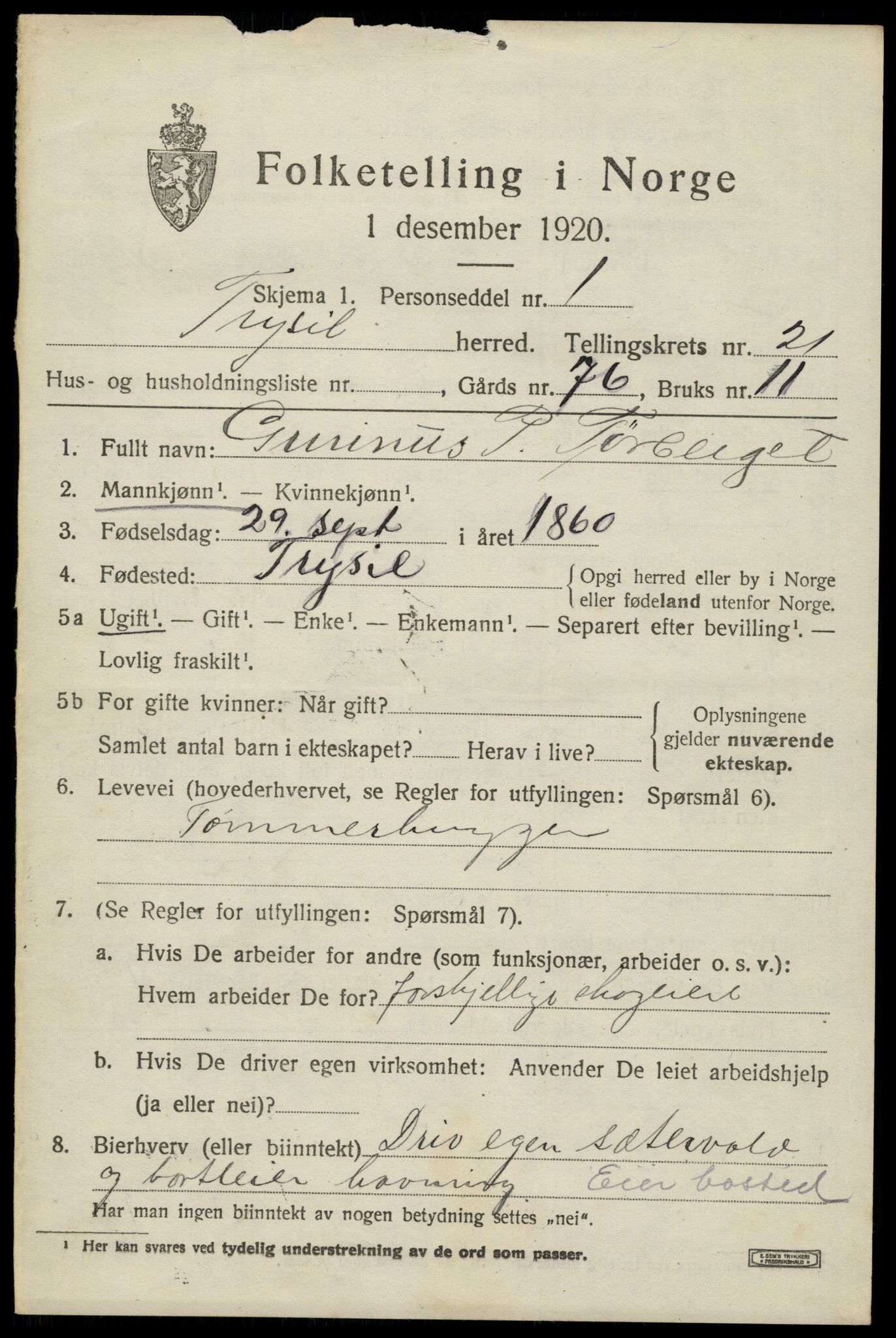 SAH, Folketelling 1920 for 0428 Trysil herred, 1920, s. 14557