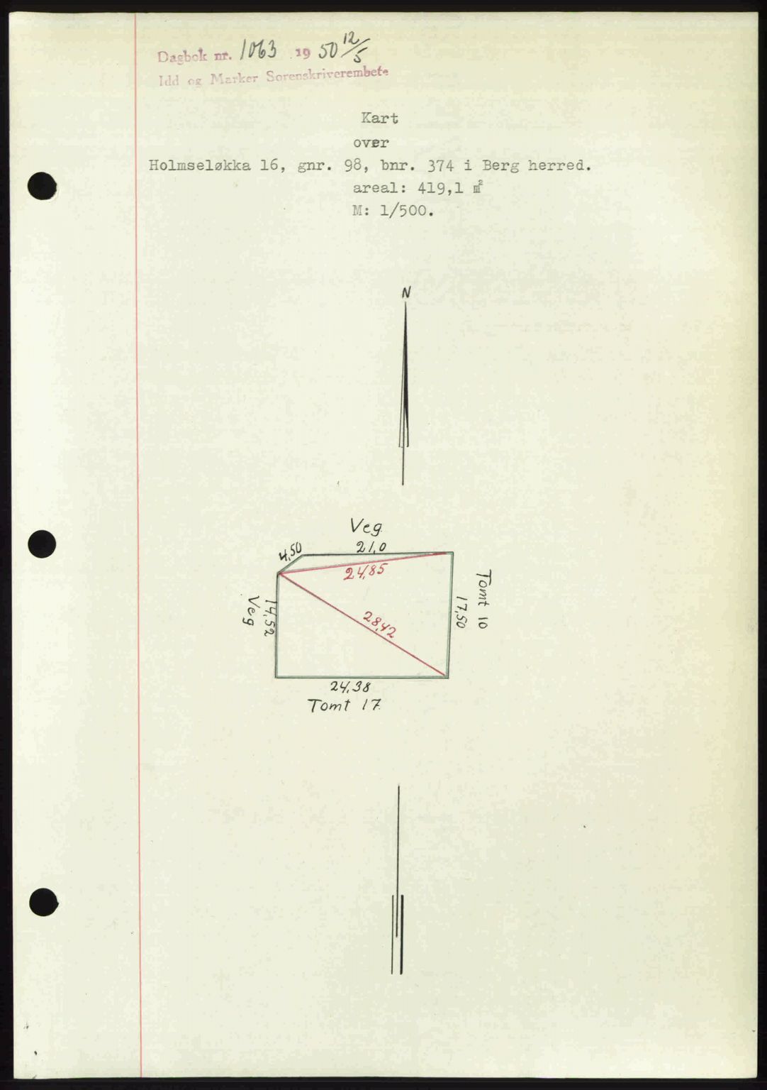 Idd og Marker sorenskriveri, AV/SAO-A-10283/G/Gb/Gbb/L0014: Pantebok nr. A14, 1950-1950, Dagboknr: 1063/1950