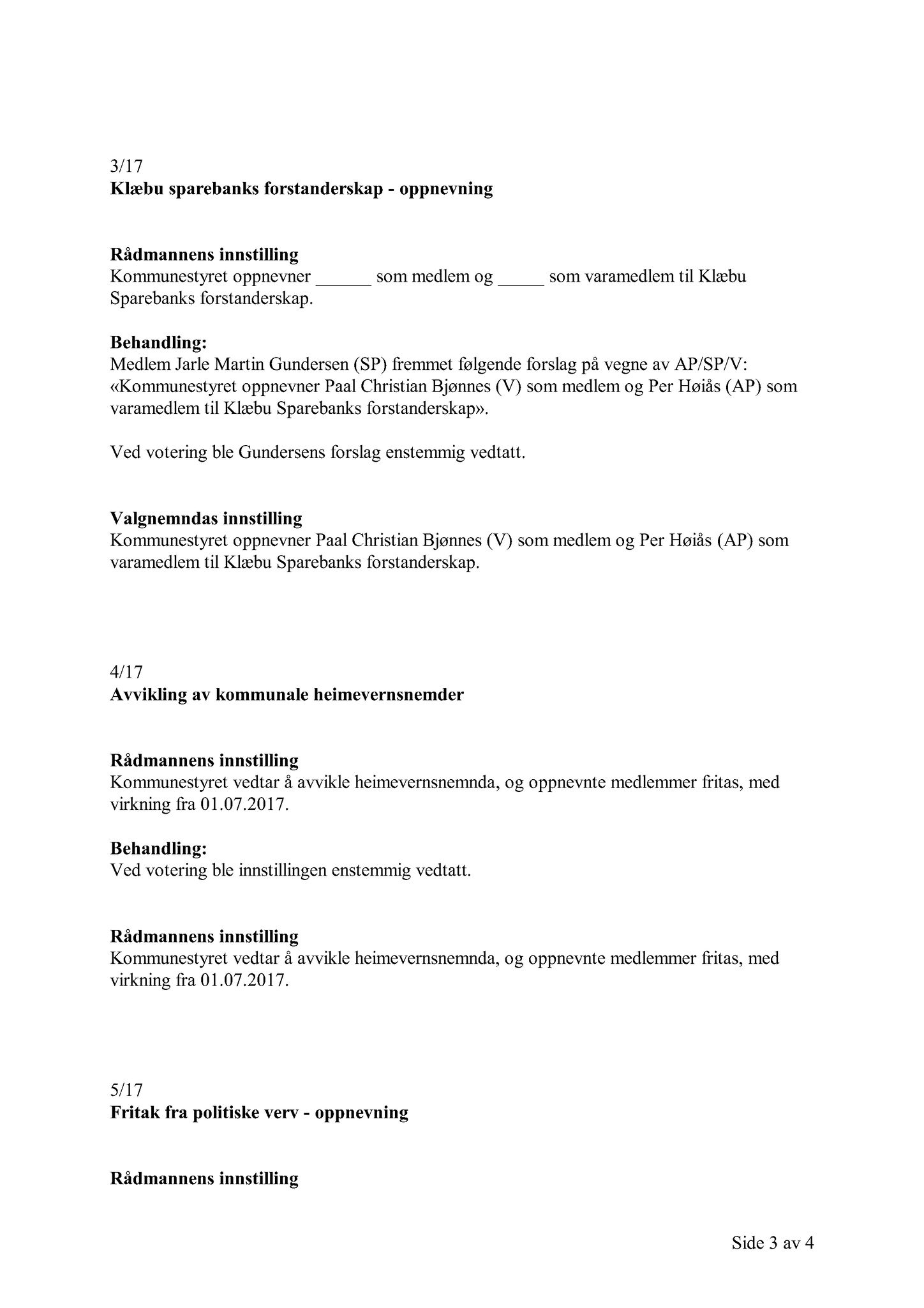 Klæbu Kommune, TRKO/KK/09-VN/L003: Valgnemnda - Møtedokumenter, 2017, s. 50