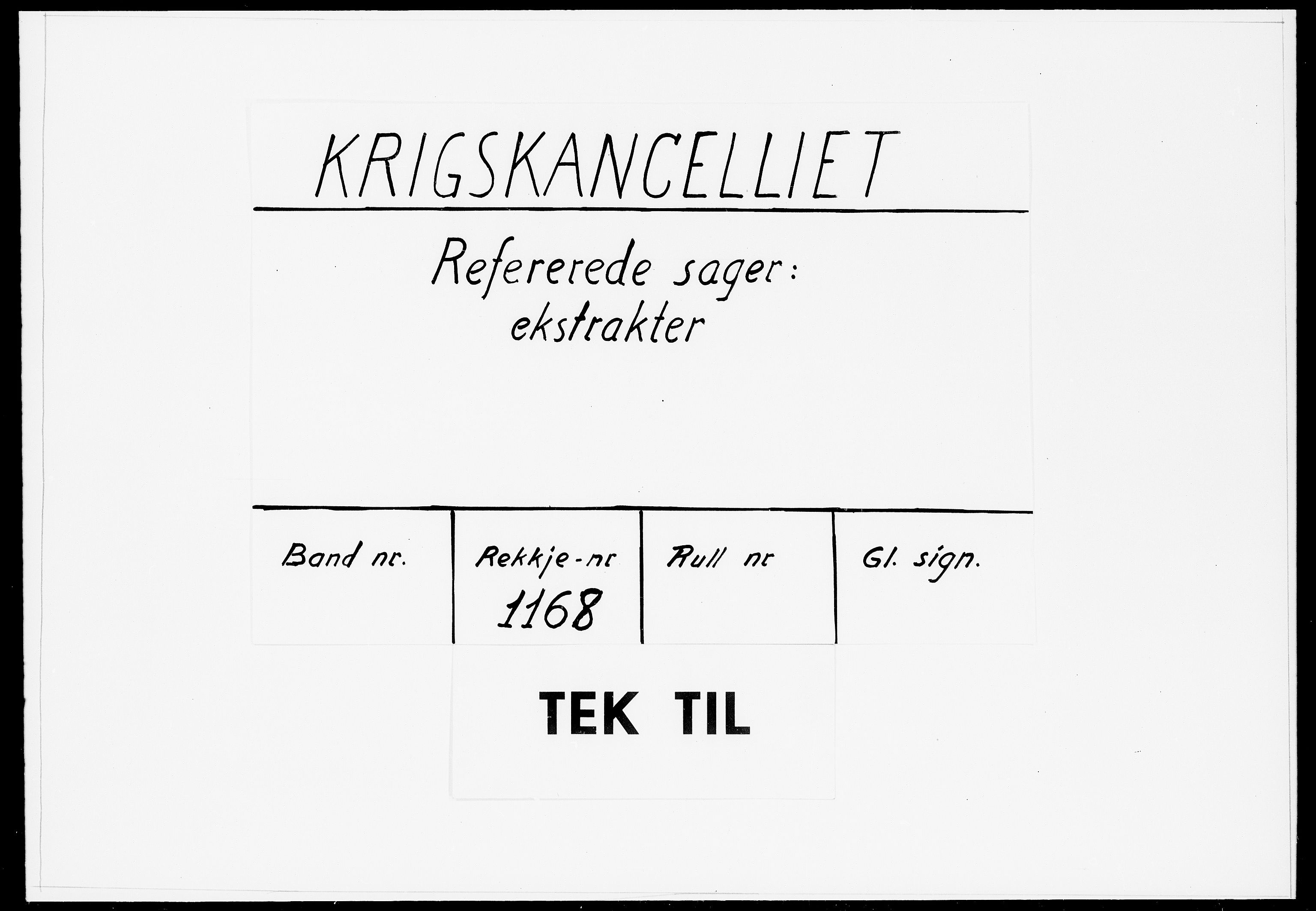 Krigskollegiet, Krigskancelliet, DRA/A-0006/-/0923-0928: Refererede sager, 1701, s. 1