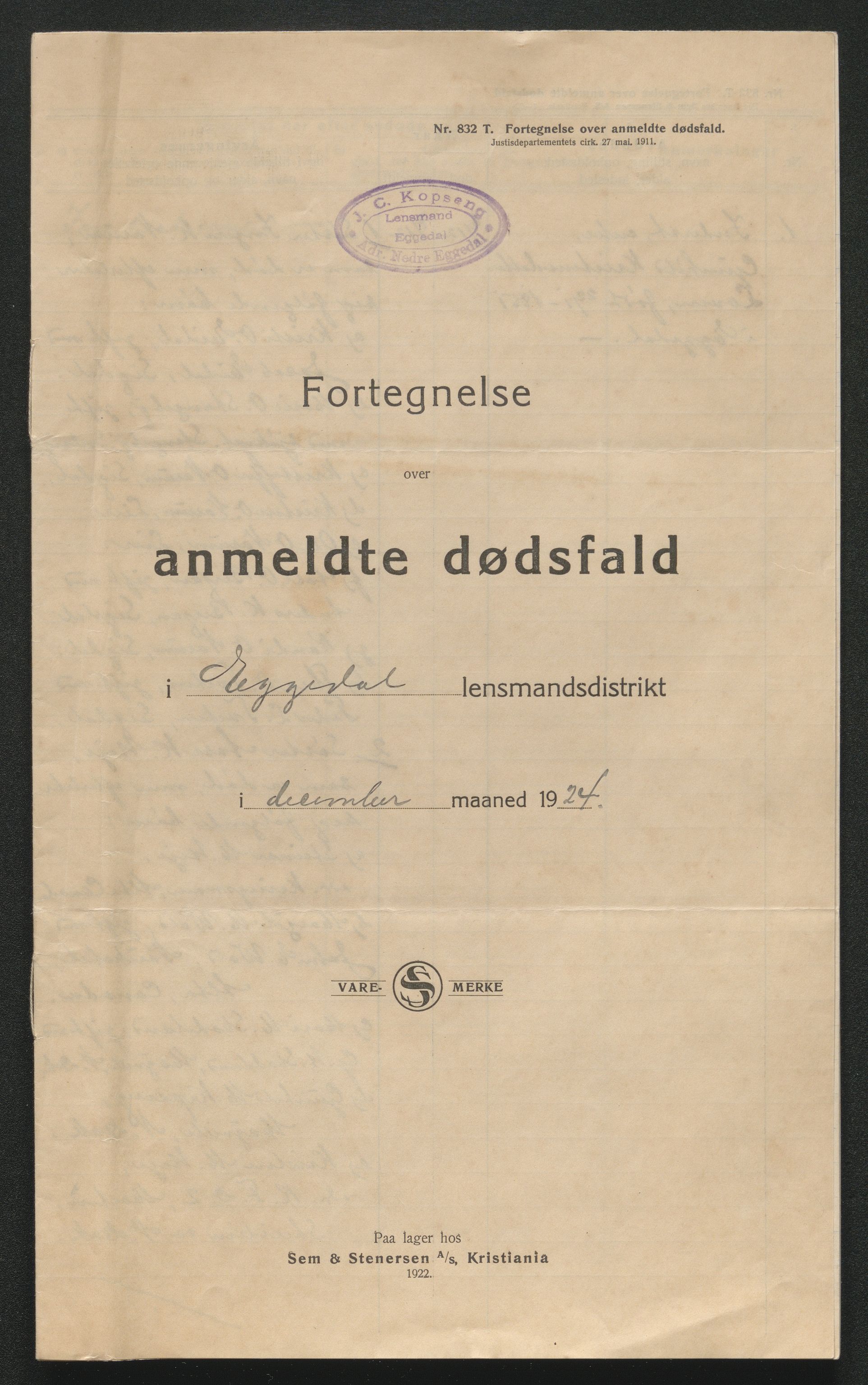 Eiker, Modum og Sigdal sorenskriveri, AV/SAKO-A-123/H/Ha/Hab/L0042: Dødsfallsmeldinger, 1924, s. 555