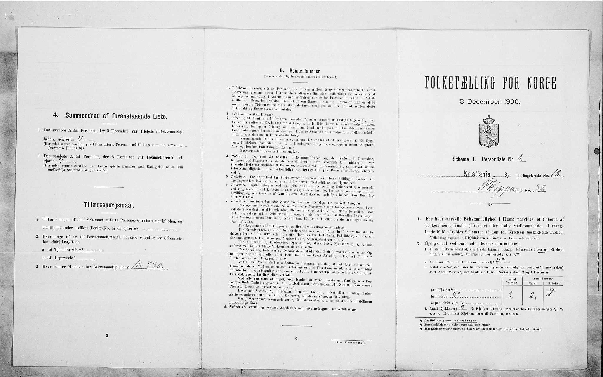 SAO, Folketelling 1900 for 0301 Kristiania kjøpstad, 1900, s. 85164