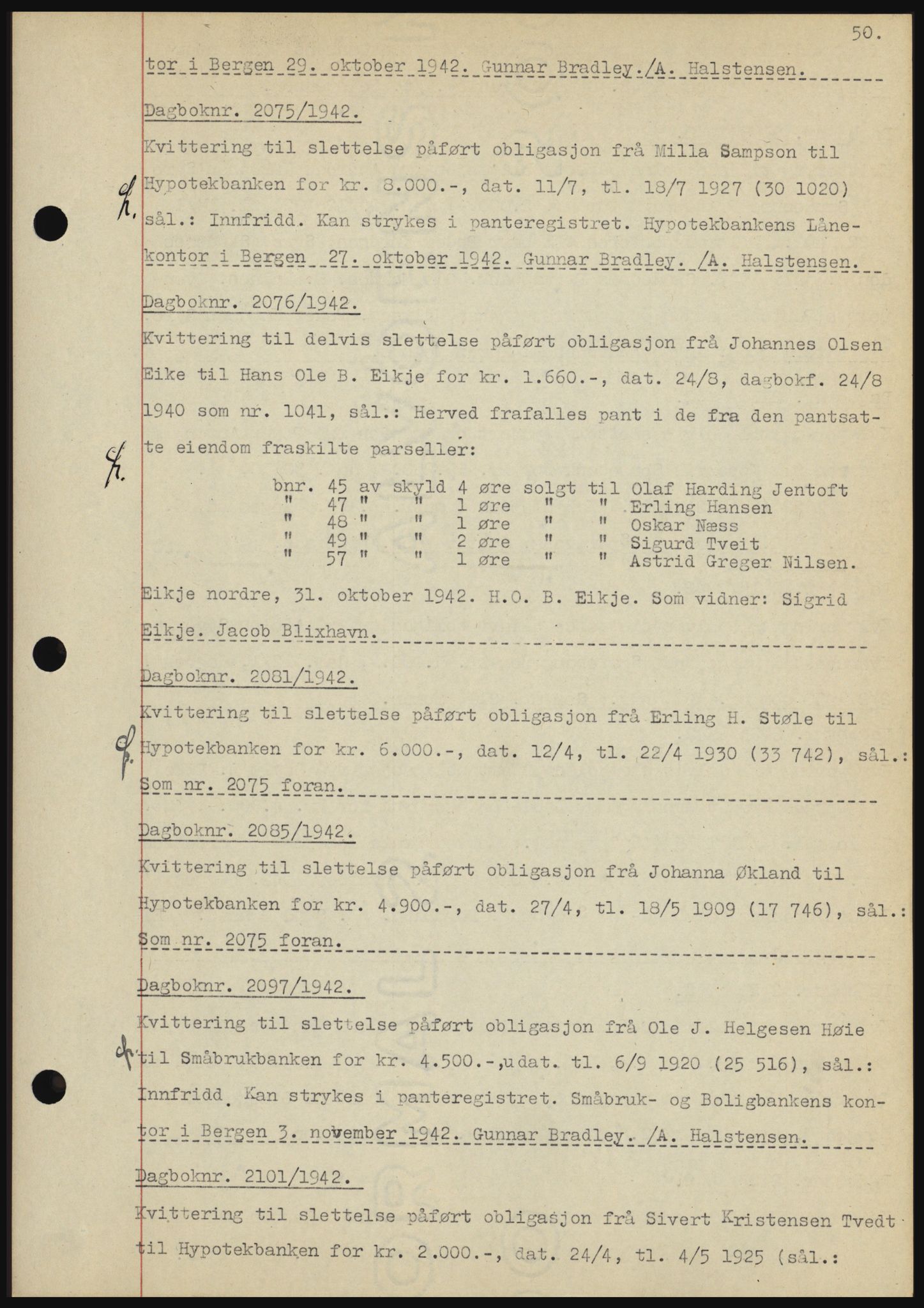 Karmsund sorenskriveri, SAST/A-100311/01/II/IIBBE/L0008: Pantebok nr. B 54, 1942-1943, Dagboknr: 2075/1942