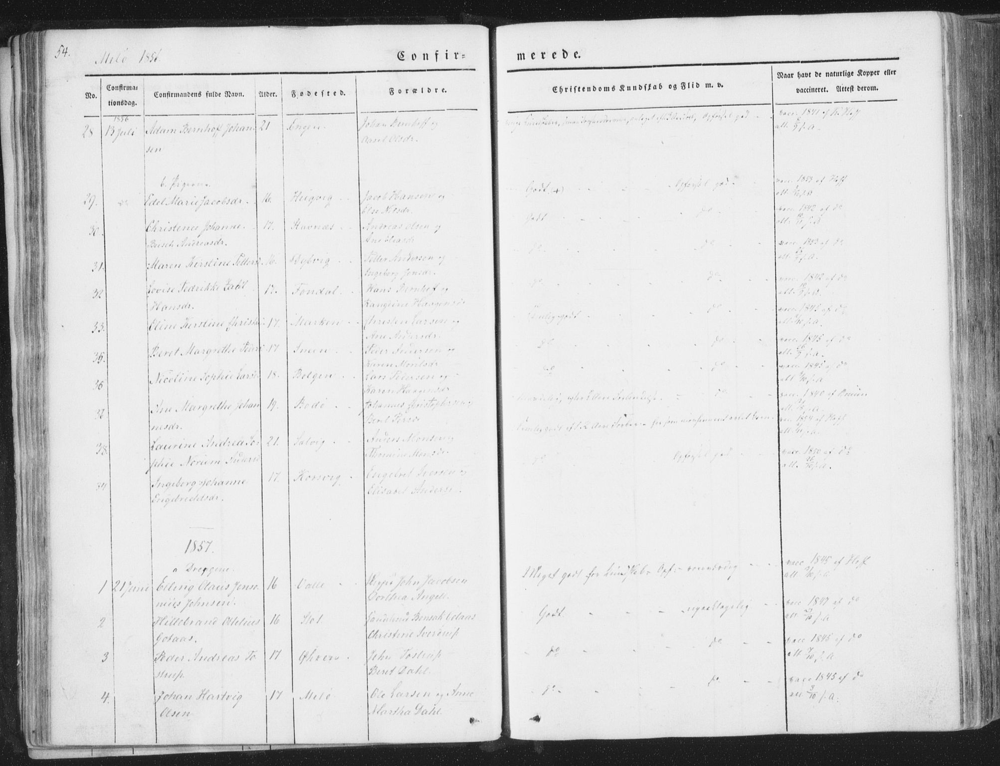 Ministerialprotokoller, klokkerbøker og fødselsregistre - Nordland, SAT/A-1459/841/L0604: Ministerialbok nr. 841A09 /2, 1845-1862, s. 54