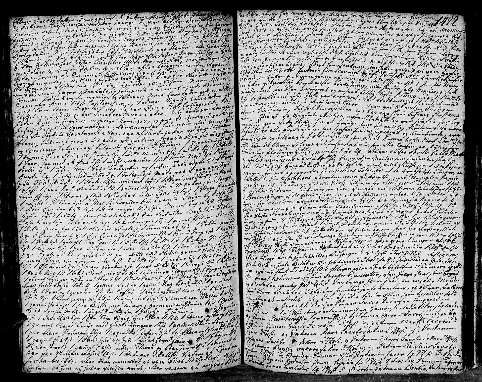 Toten tingrett, SAH/TING-006/J/Ja/L0010c: Skifteprotokoll, 1765-1776, s. 1421b-1422a