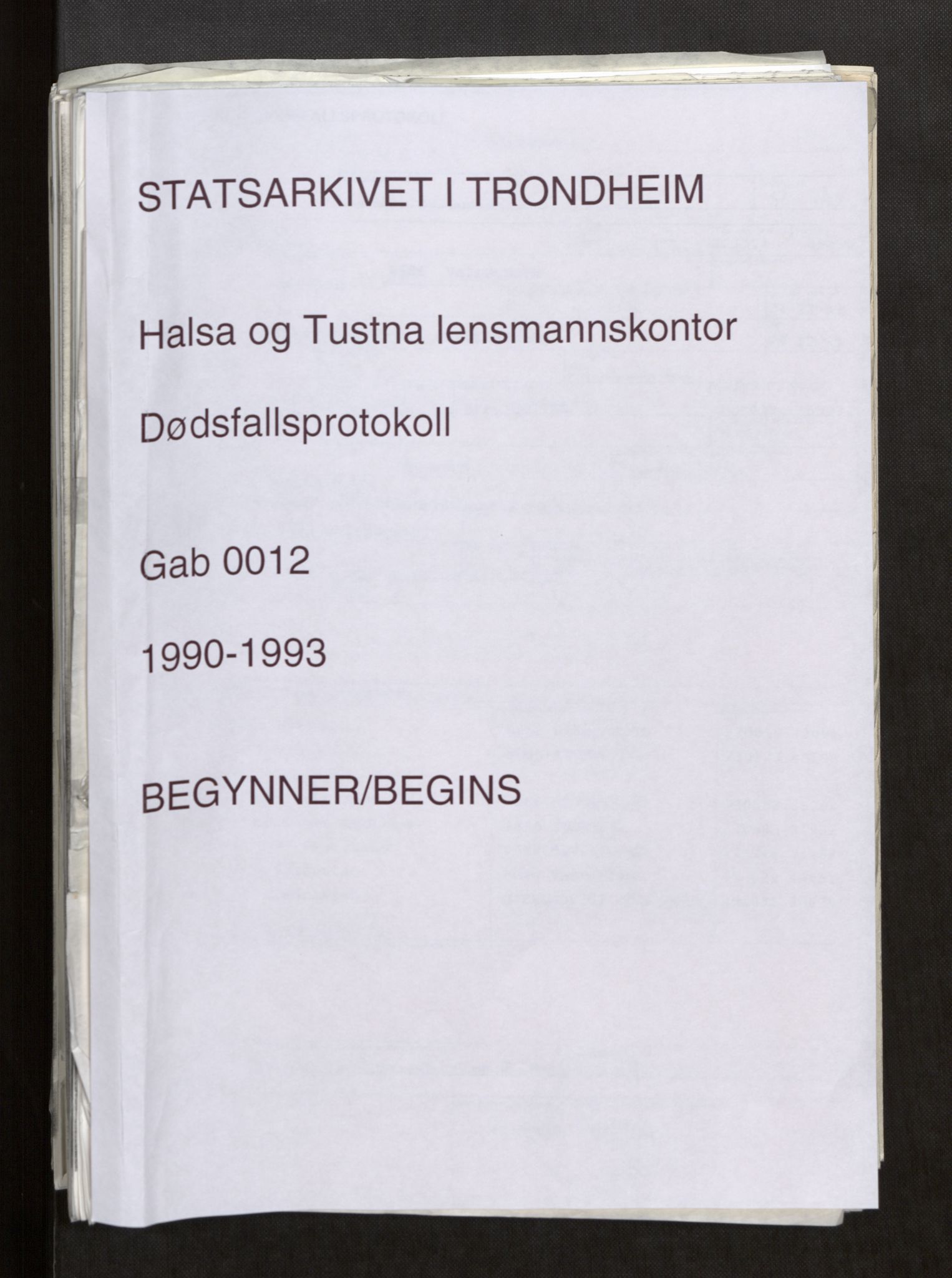 Halsa og Tustna lensmannskontor, SAT/A-1100, 1990-1993