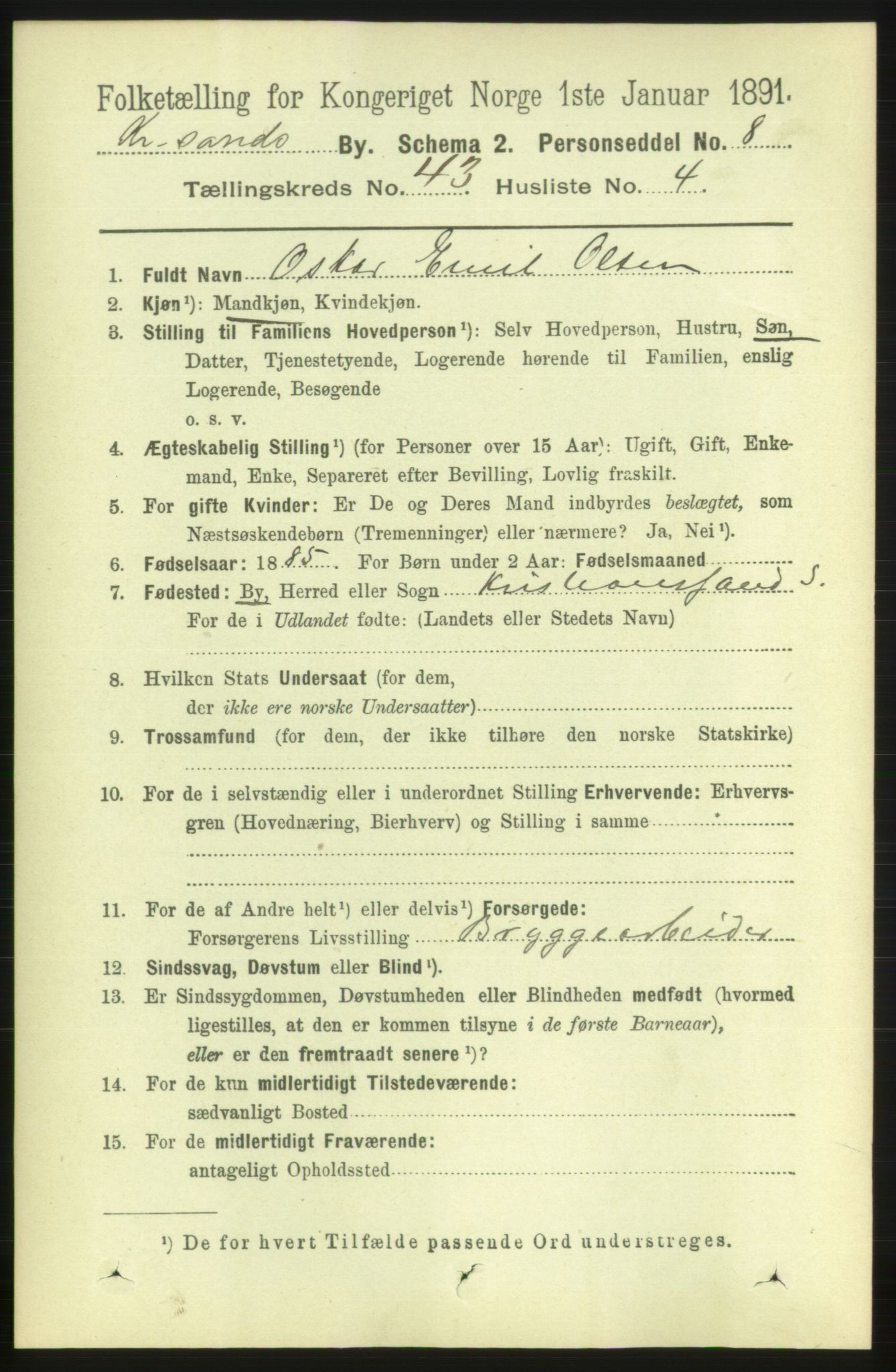 RA, Folketelling 1891 for 1001 Kristiansand kjøpstad, 1891, s. 13229