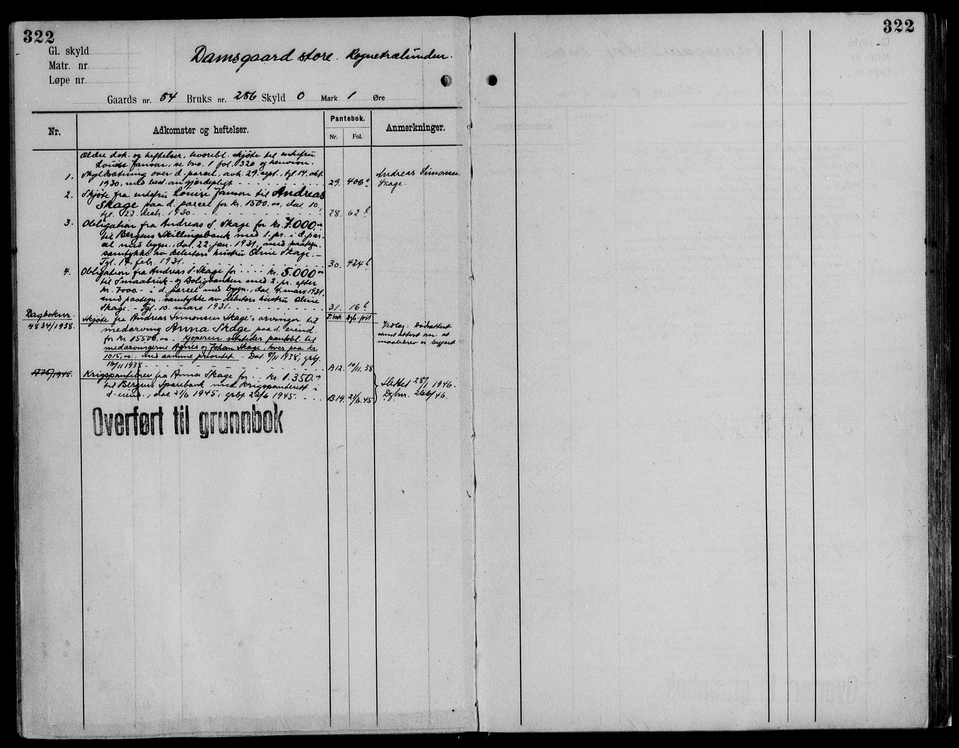 Midhordland sorenskriveri, AV/SAB-A-3001/1/G/Ga/Gab/L0116: Panteregister nr. II.A.b.116, s. 322