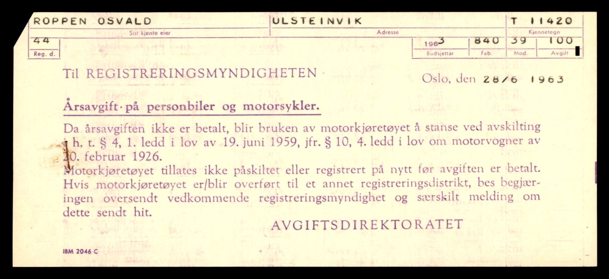 Møre og Romsdal vegkontor - Ålesund trafikkstasjon, SAT/A-4099/F/Fe/L0028: Registreringskort for kjøretøy T 11290 - T 11429, 1927-1998, s. 2949