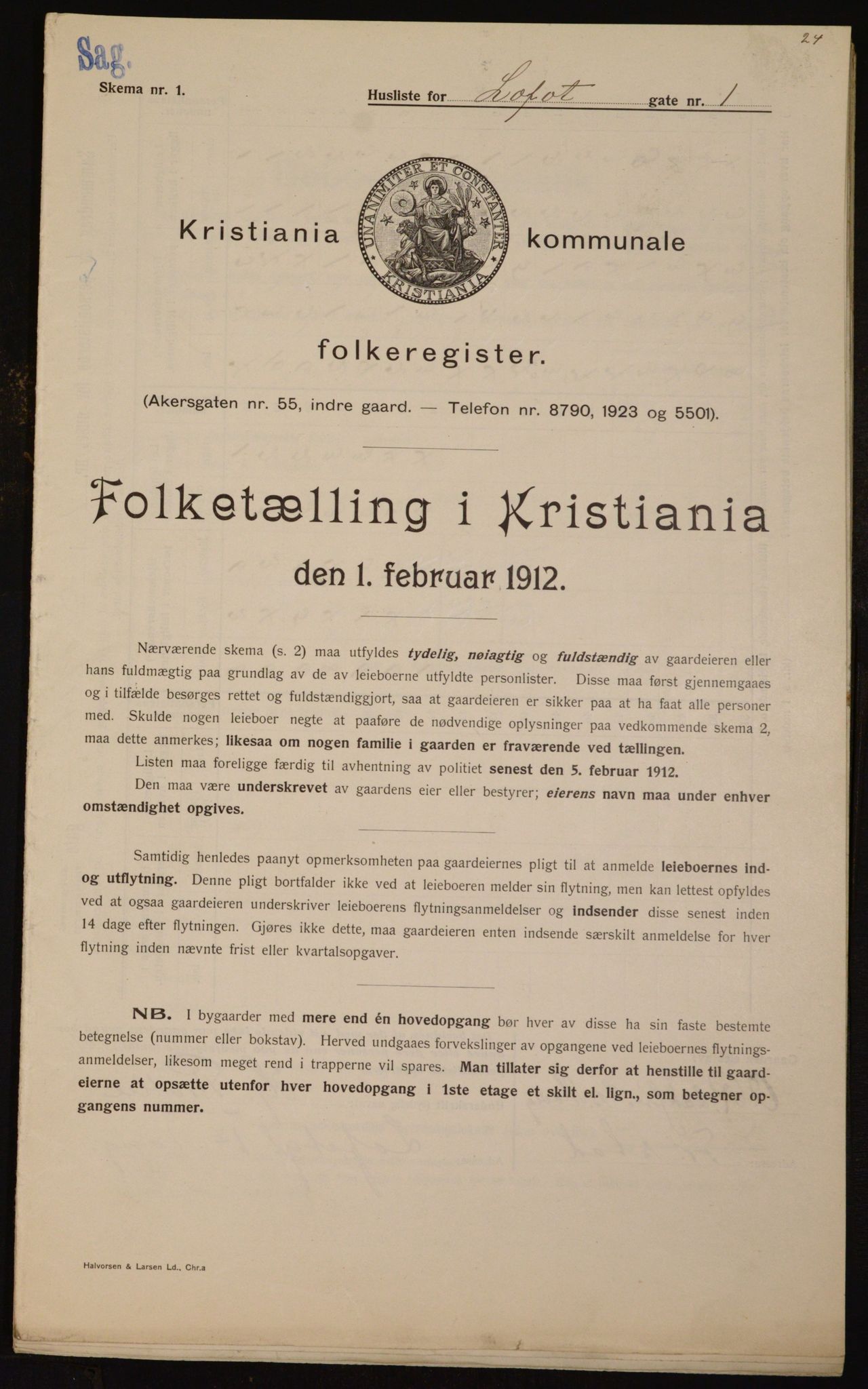 OBA, Kommunal folketelling 1.2.1912 for Kristiania, 1912, s. 58710