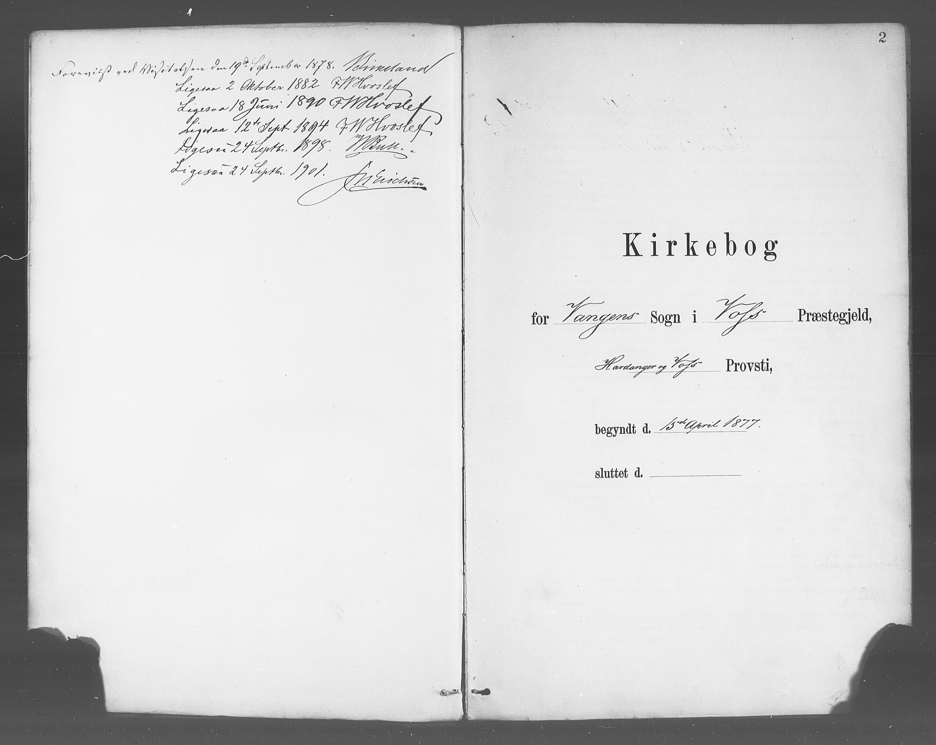 Voss sokneprestembete, SAB/A-79001/H/Haa: Ministerialbok nr. B 1, 1877-1899, s. 2