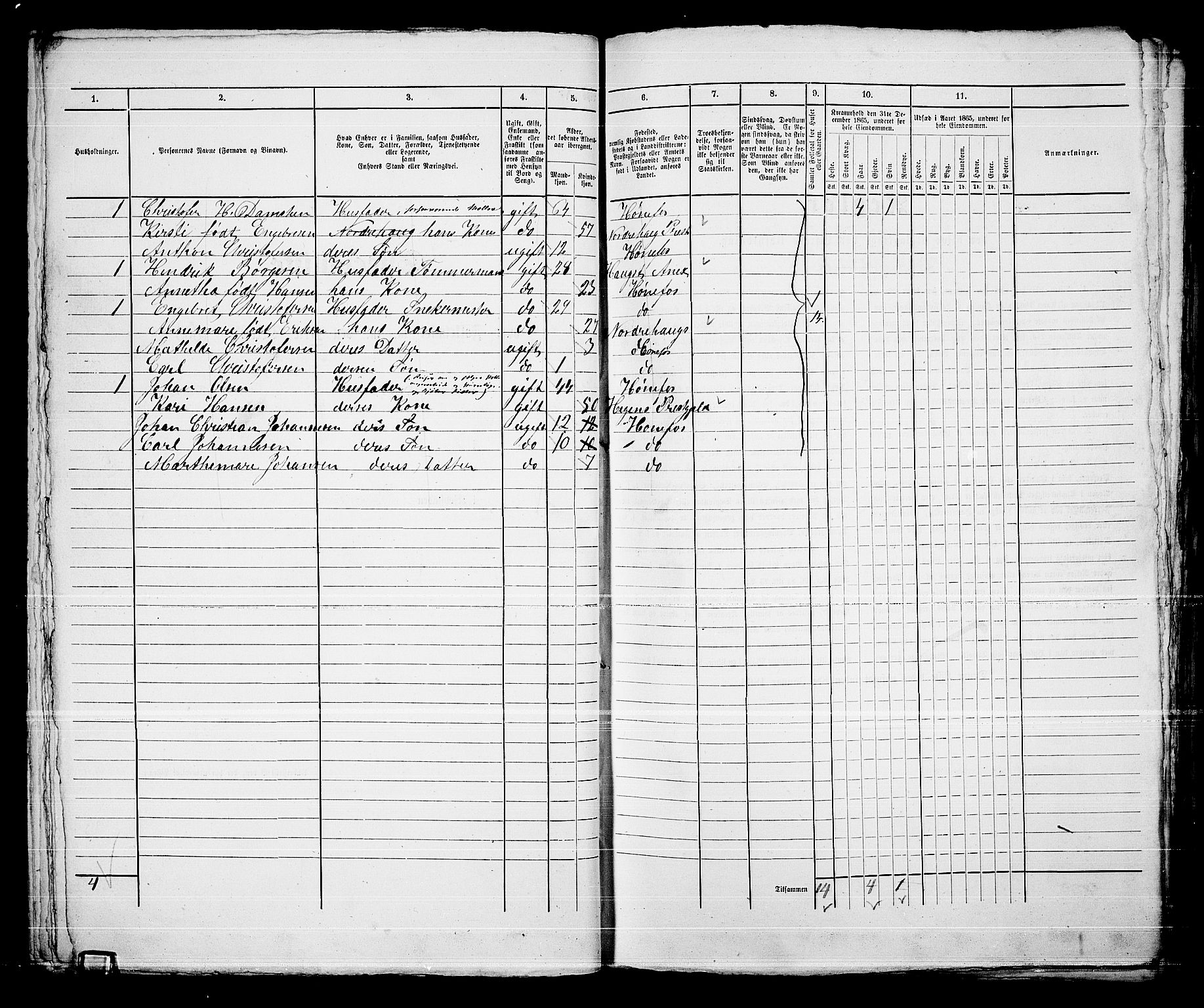 RA, Folketelling 1865 for 0601B Norderhov prestegjeld, Hønefoss kjøpstad, 1865, s. 99