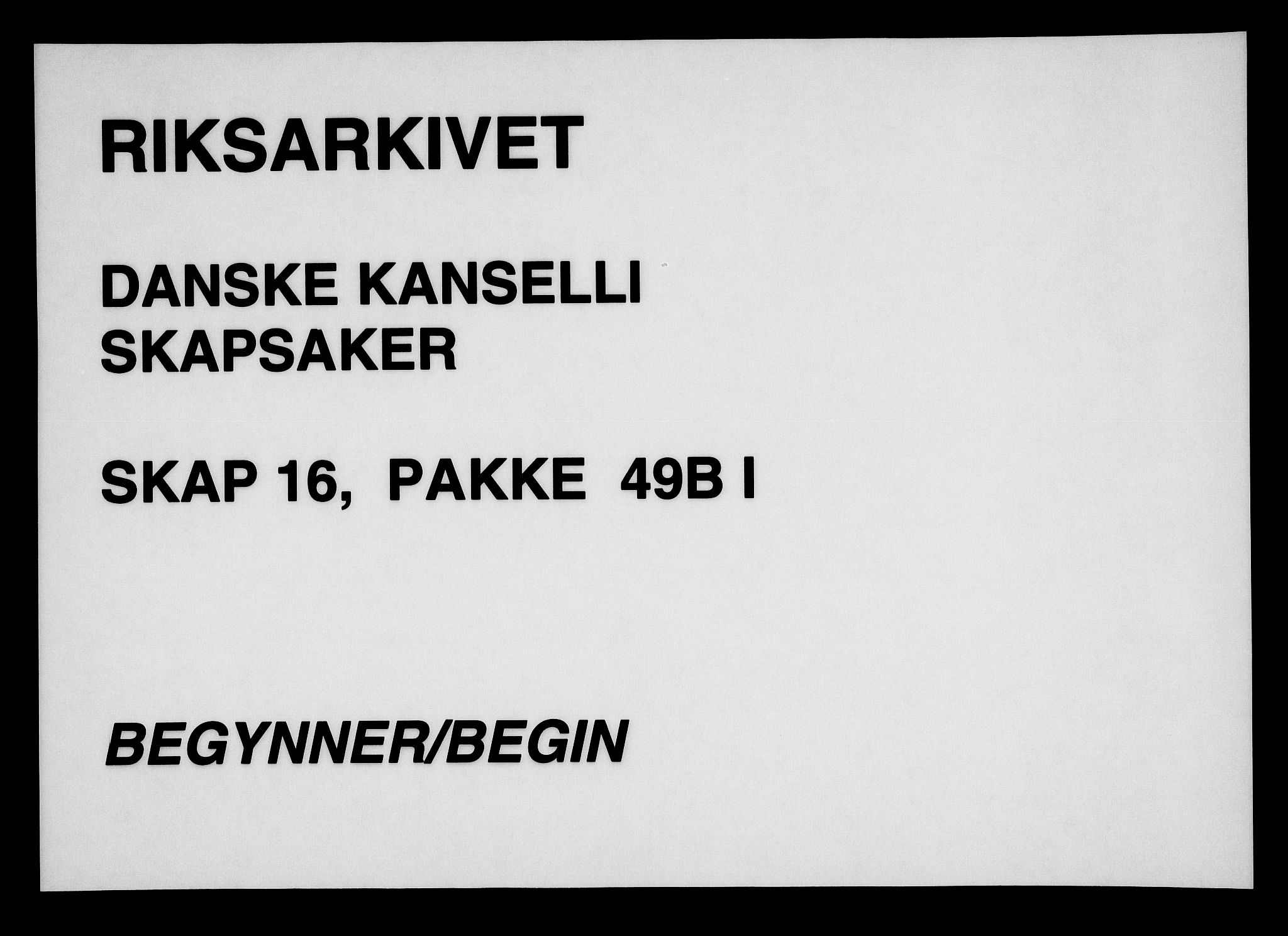 Danske Kanselli, Skapsaker, RA/EA-4061/F/L0118: Skap 16, pakke 49, 1808, s. 1