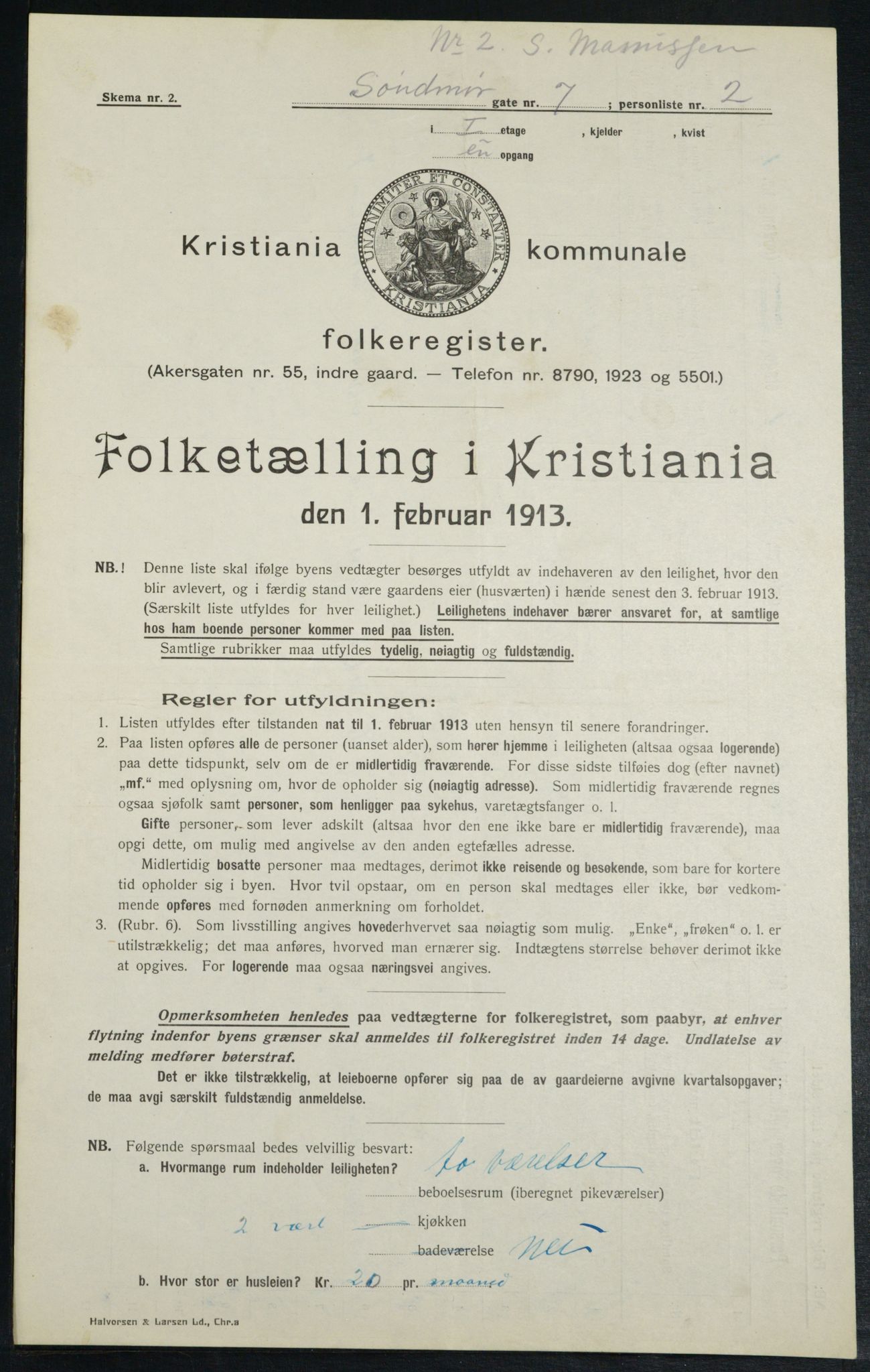 OBA, Kommunal folketelling 1.2.1913 for Kristiania, 1913, s. 104837