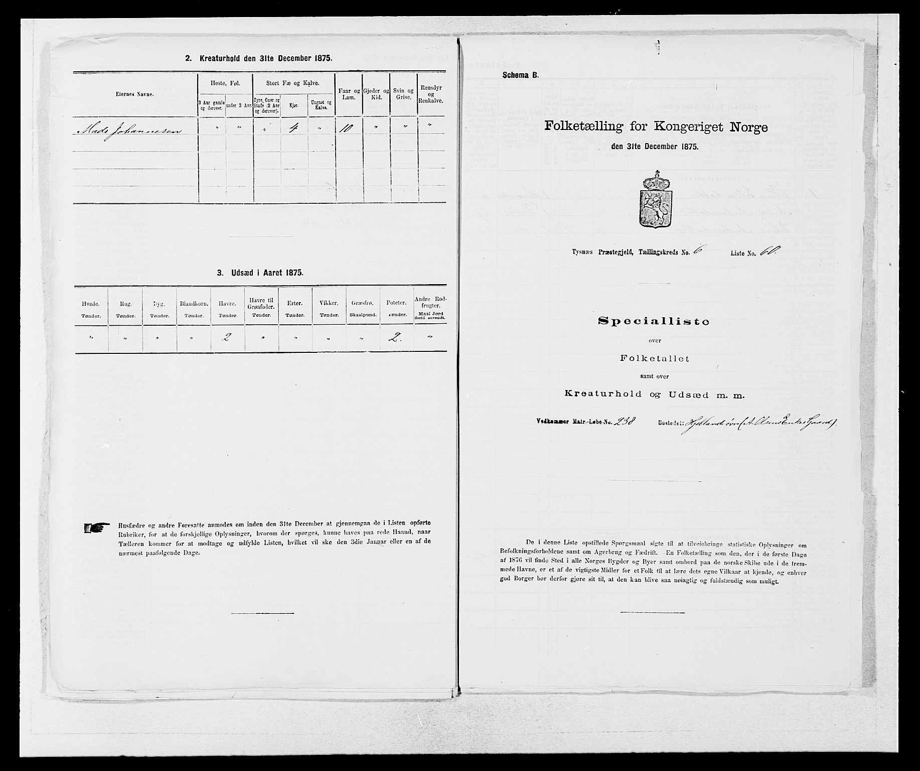 SAB, Folketelling 1875 for 1223P Tysnes prestegjeld, 1875, s. 764