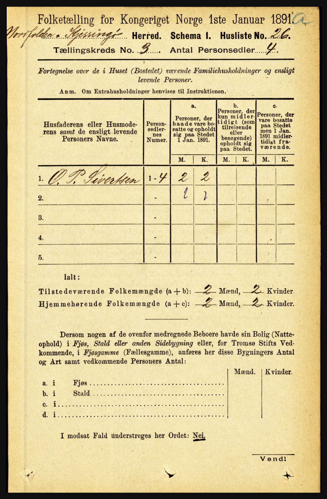 RA, Folketelling 1891 for 1846 Nordfold-Kjerringøy herred, 1891, s. 713