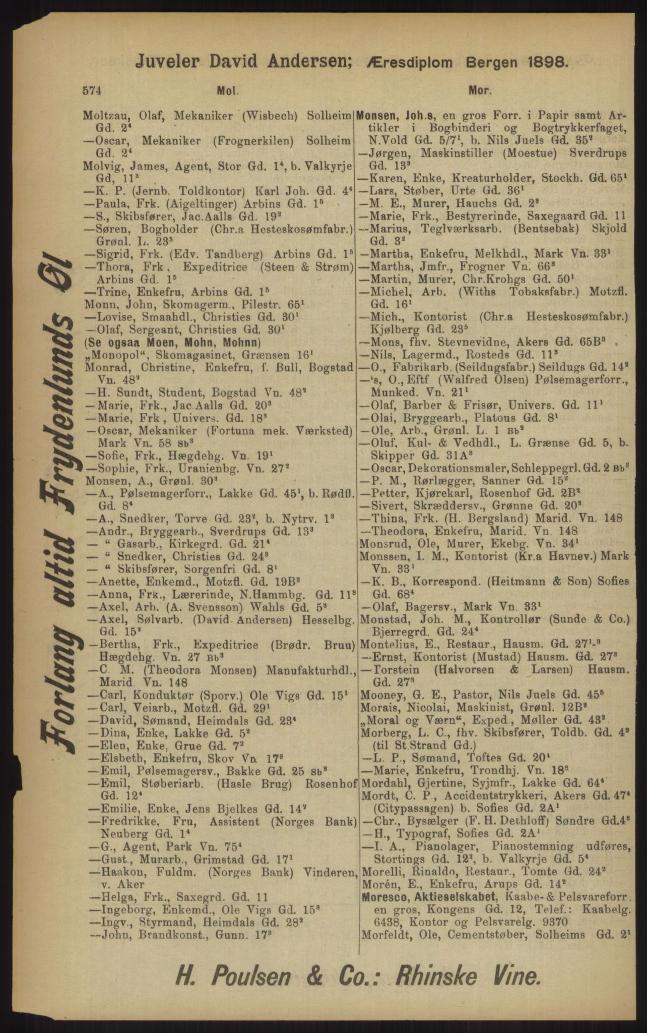 Kristiania/Oslo adressebok, PUBL/-, 1902, s. 574