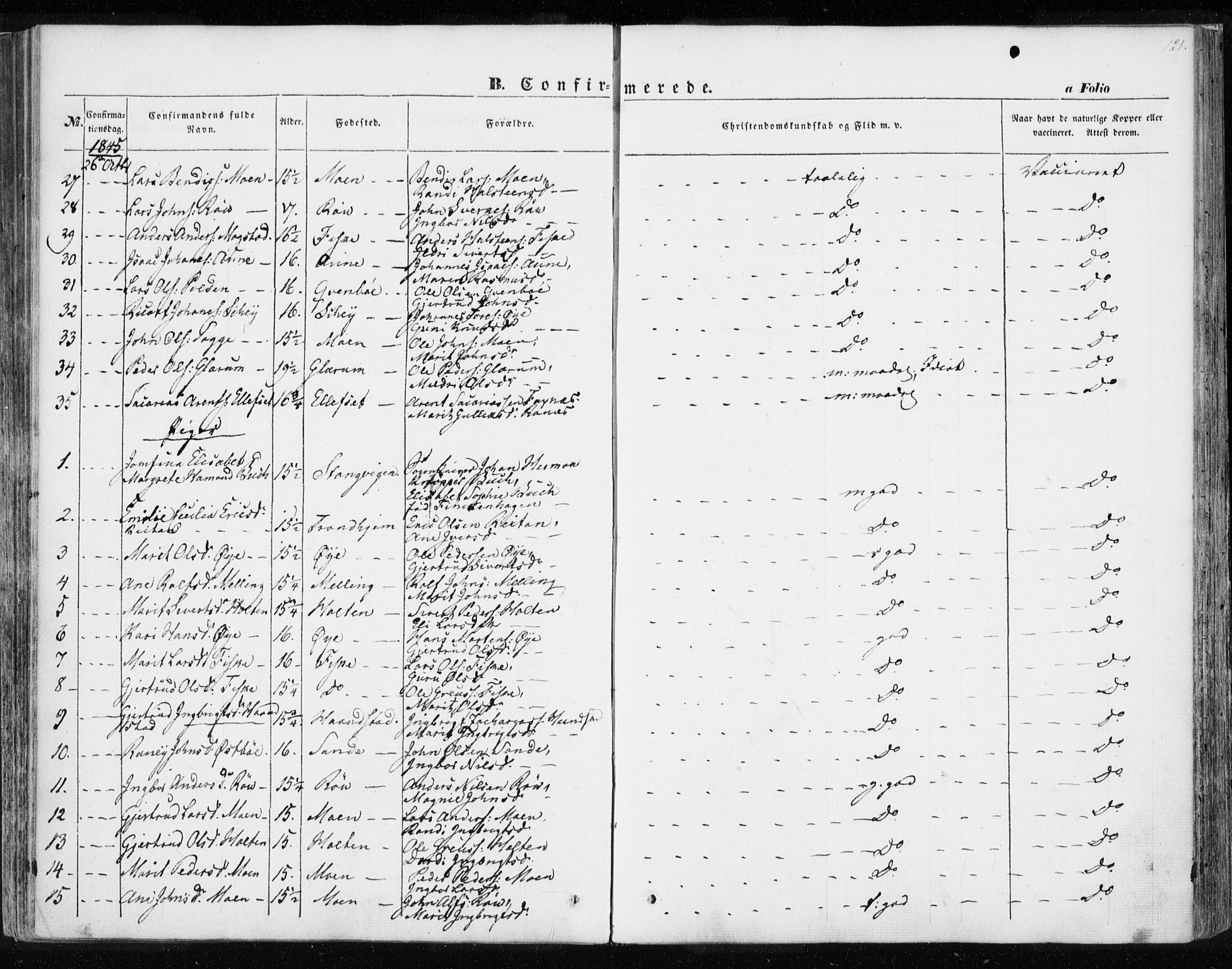 Ministerialprotokoller, klokkerbøker og fødselsregistre - Møre og Romsdal, AV/SAT-A-1454/595/L1043: Ministerialbok nr. 595A05, 1843-1851, s. 121