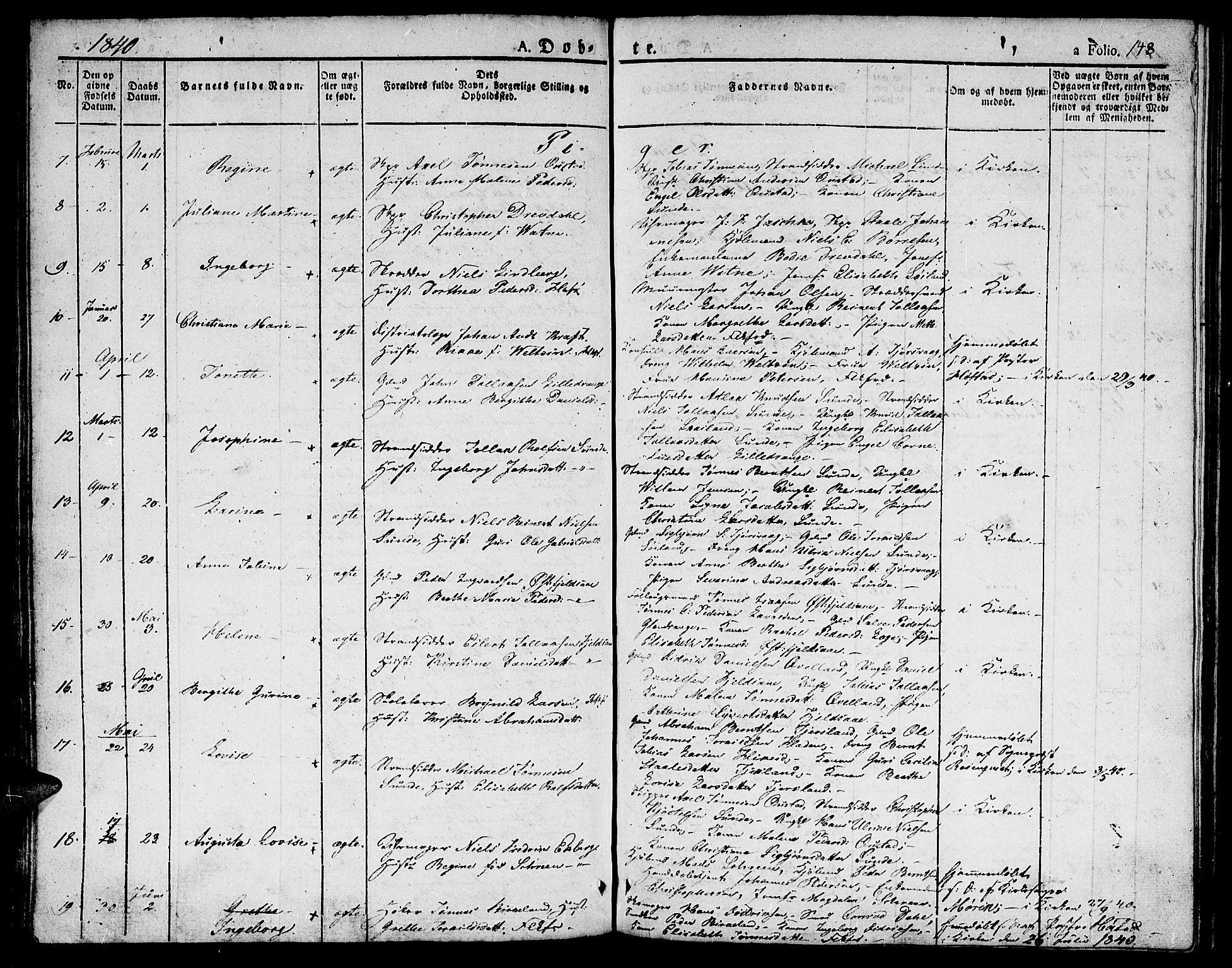 Flekkefjord sokneprestkontor, AV/SAK-1111-0012/F/Fb/Fbc/L0004: Klokkerbok nr. B 4, 1827-1846, s. 148