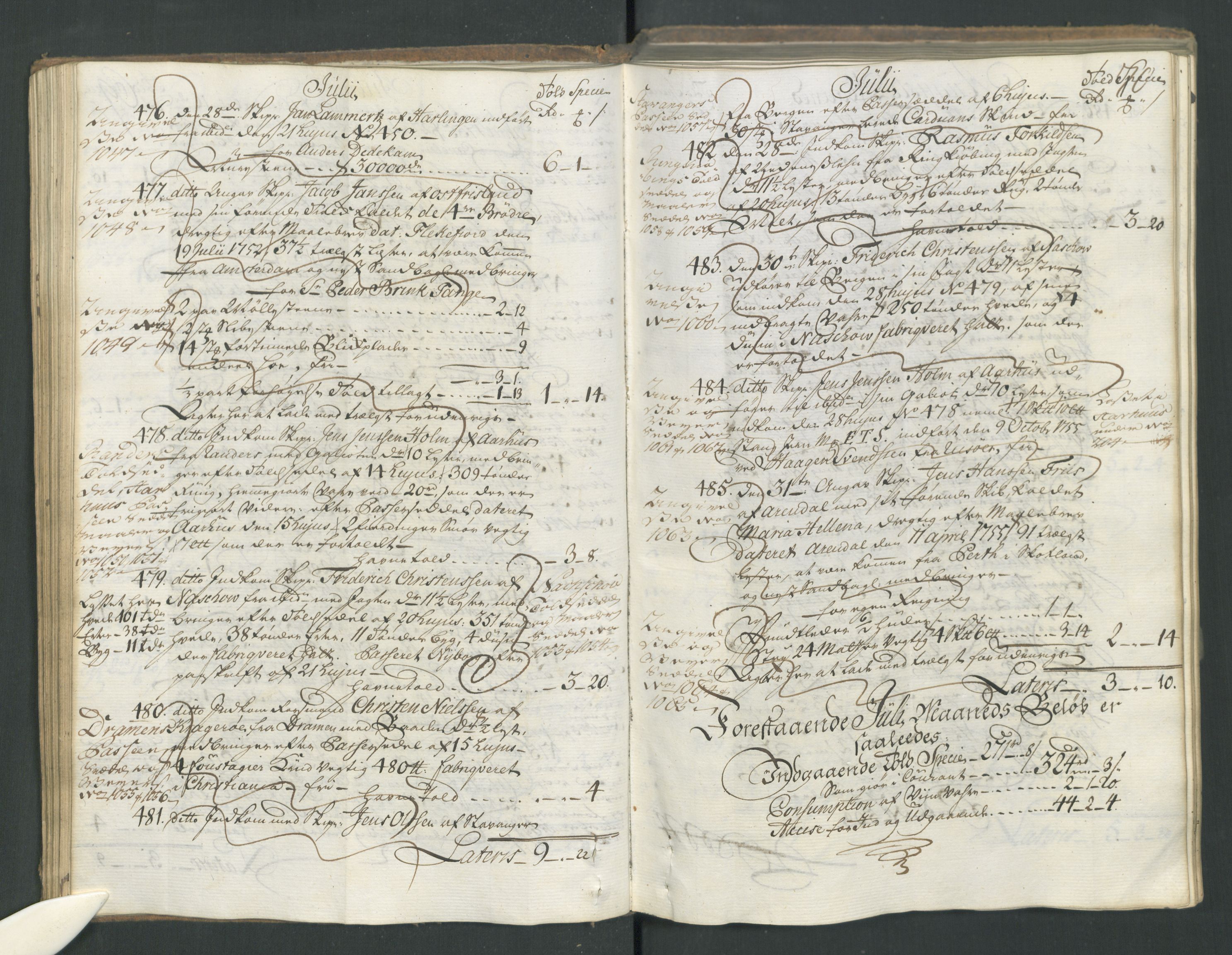 Generaltollkammeret, tollregnskaper, AV/RA-EA-5490/R15/L0029/0001: Tollregnskaper Arendal / Inngående hovedtollbok, 1756, s. 70b-71a