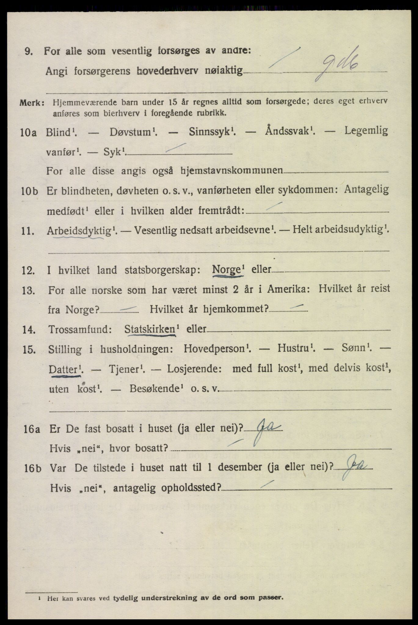 SAK, Folketelling 1920 for 1018 Søgne herred, 1920, s. 6964