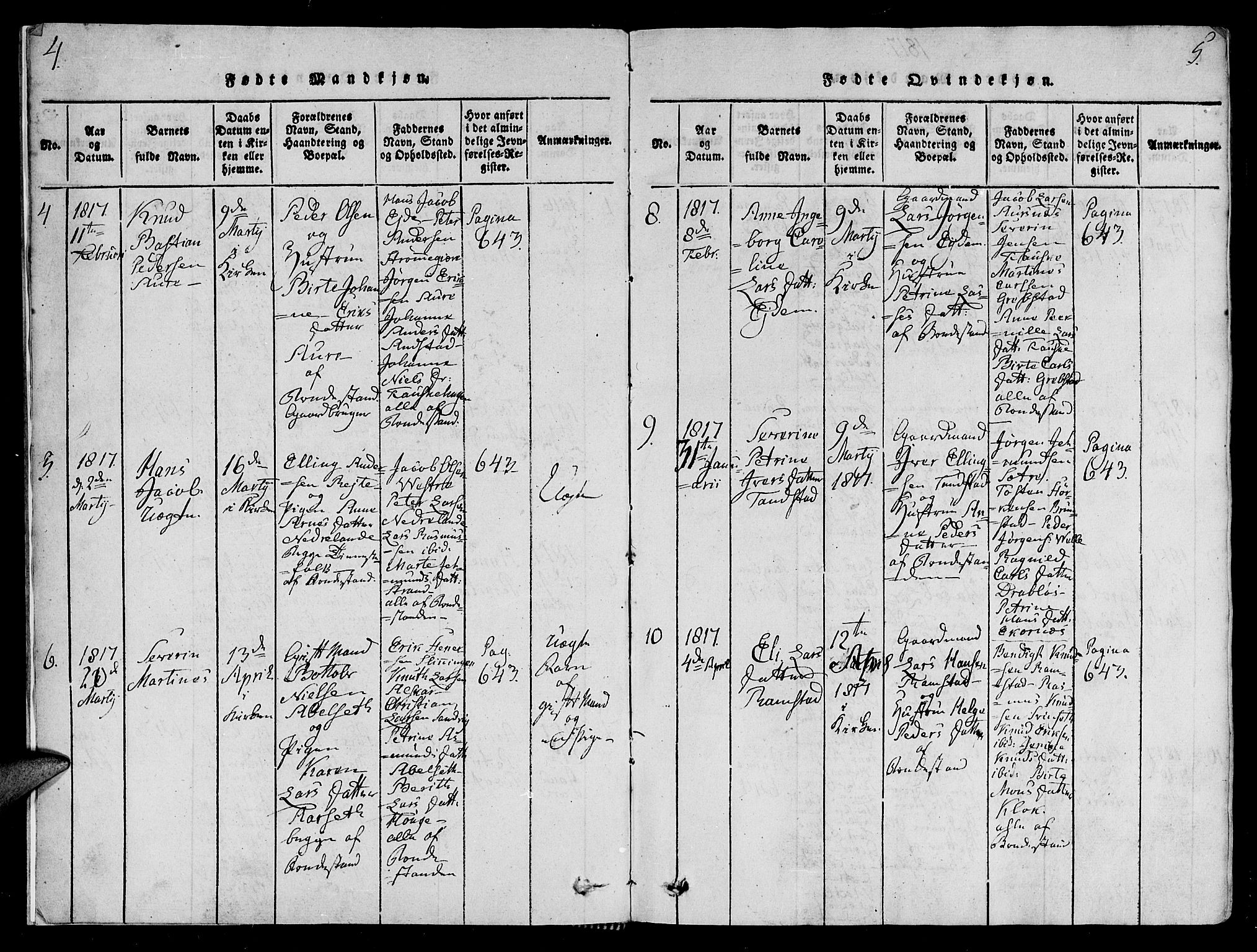 Ministerialprotokoller, klokkerbøker og fødselsregistre - Møre og Romsdal, SAT/A-1454/522/L0310: Ministerialbok nr. 522A05, 1816-1832, s. 4-5