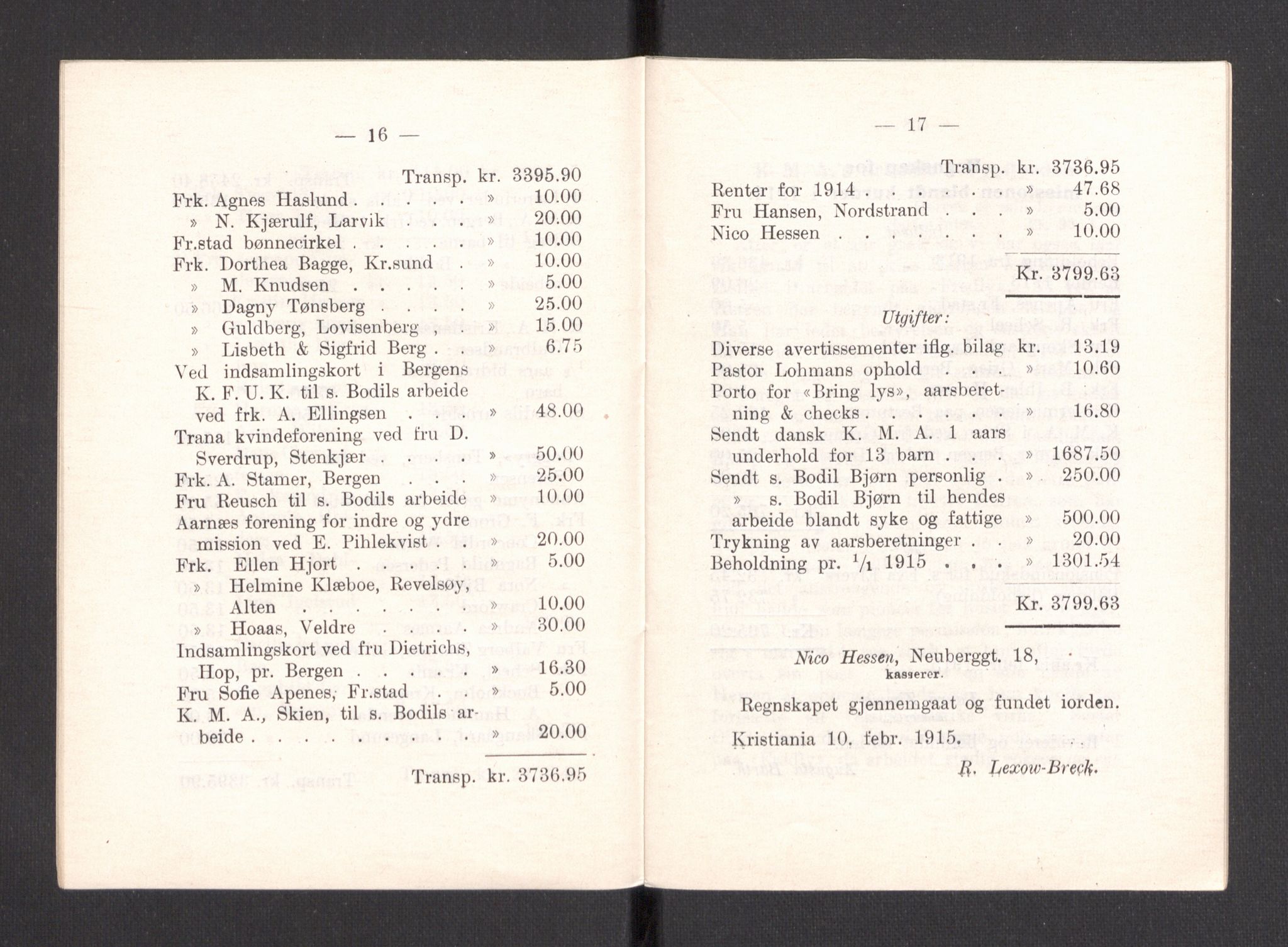 Kvinnelige Misjonsarbeidere, AV/RA-PA-0699/F/Fa/L0001/0007: -- / Årsmeldinger, trykte, 1906-1915