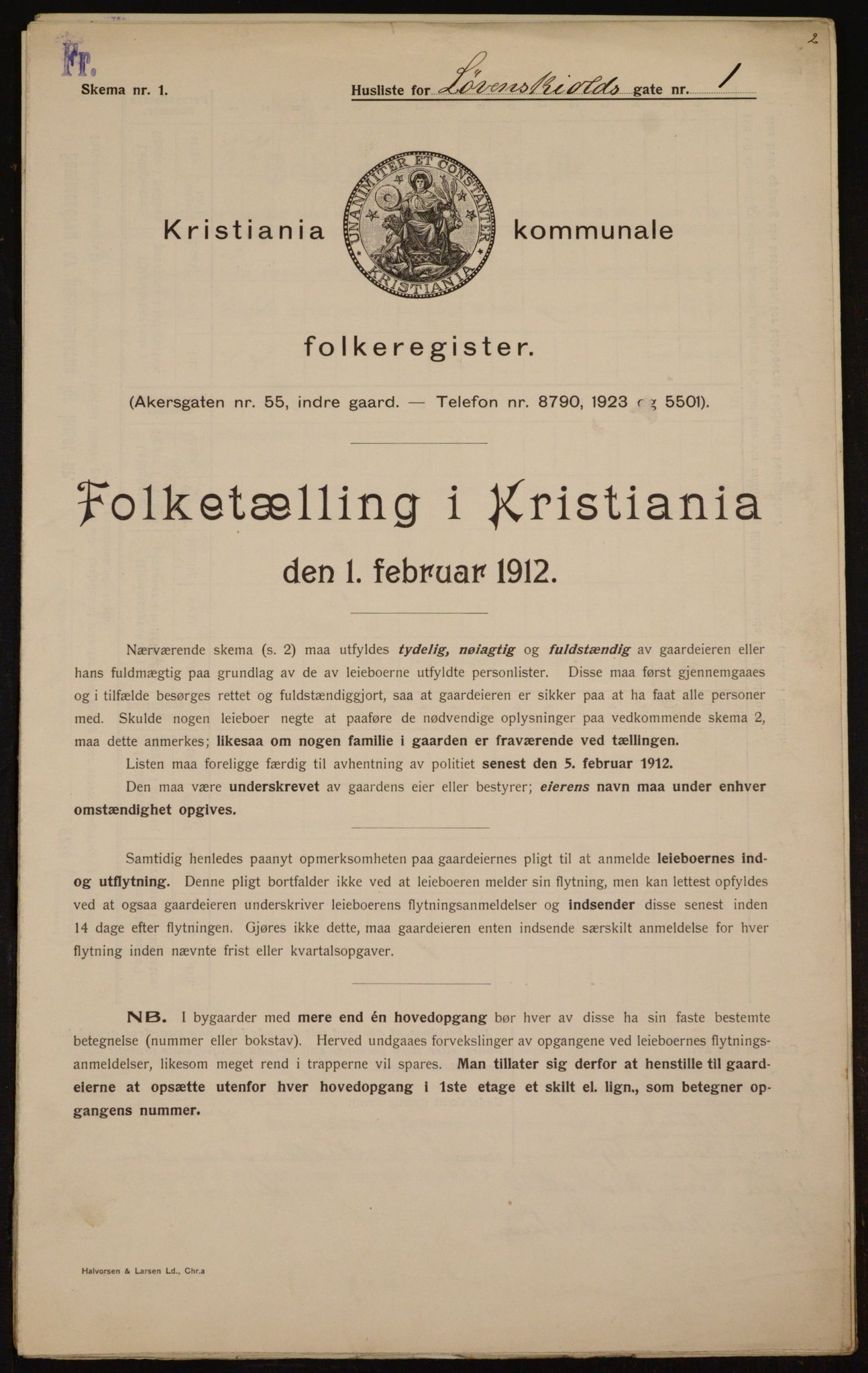 OBA, Kommunal folketelling 1.2.1912 for Kristiania, 1912, s. 59147