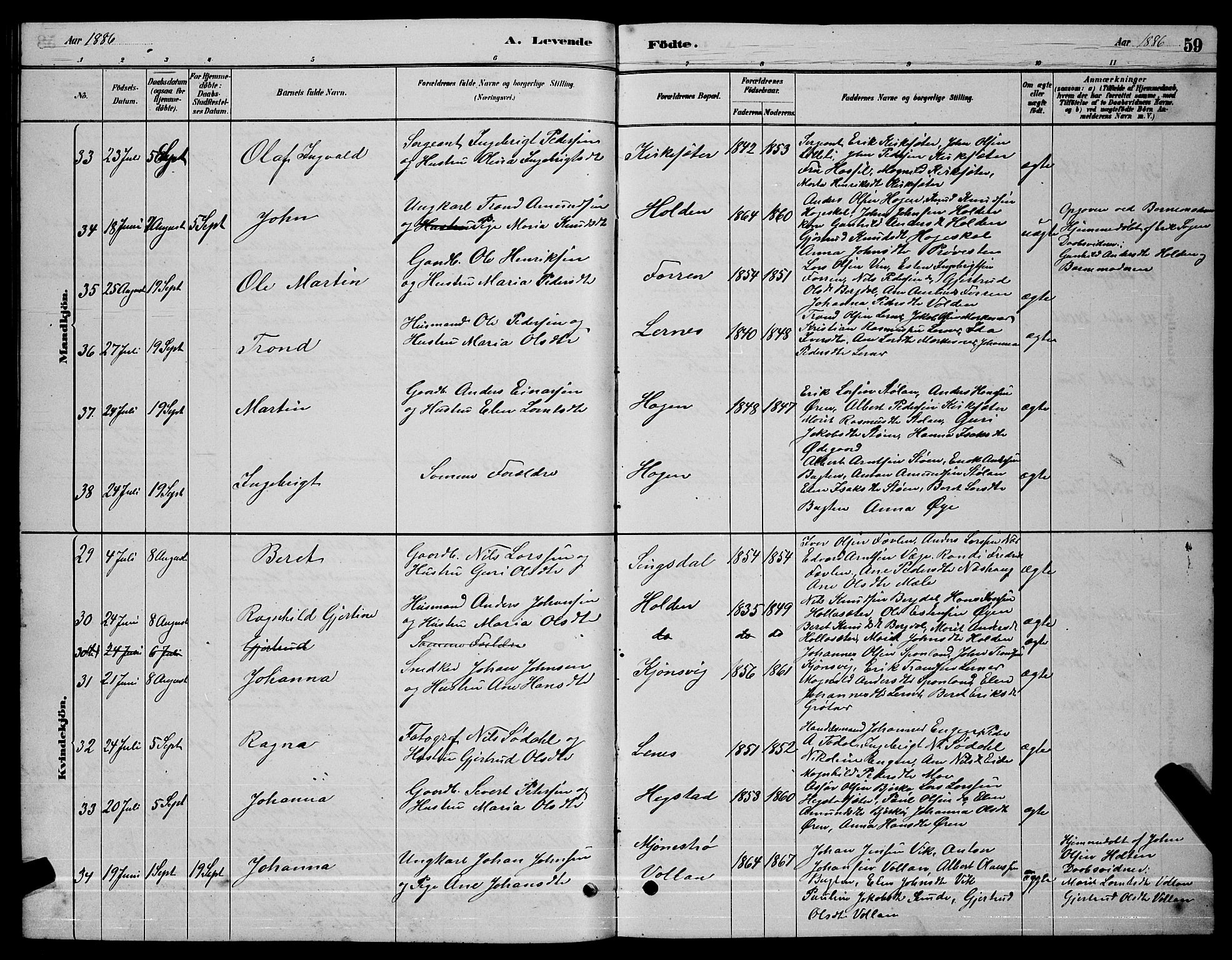 Ministerialprotokoller, klokkerbøker og fødselsregistre - Sør-Trøndelag, SAT/A-1456/630/L0504: Klokkerbok nr. 630C02, 1879-1898, s. 59