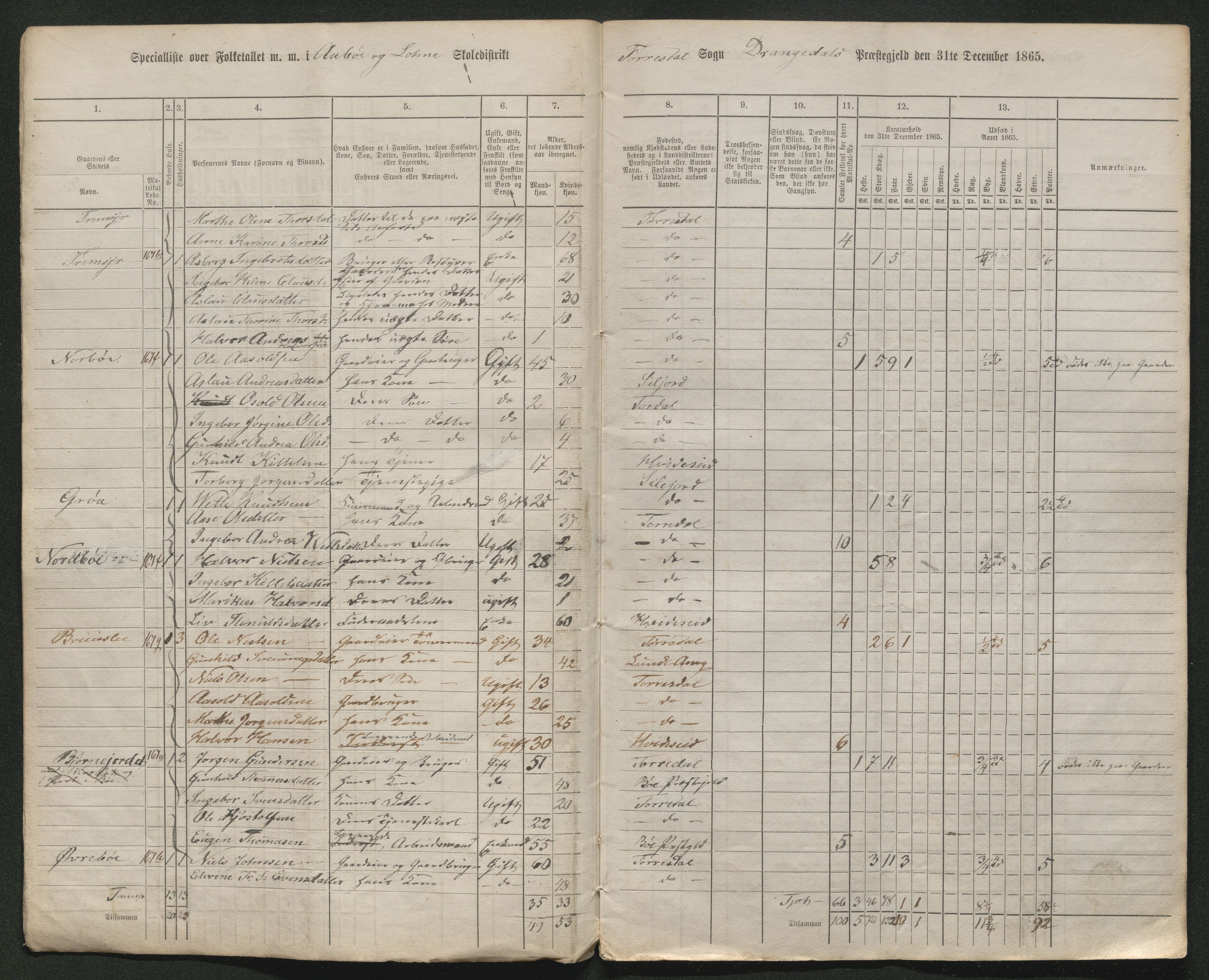 SAKO, Fantetellingen i Drangedal 1865, 1865, s. 167