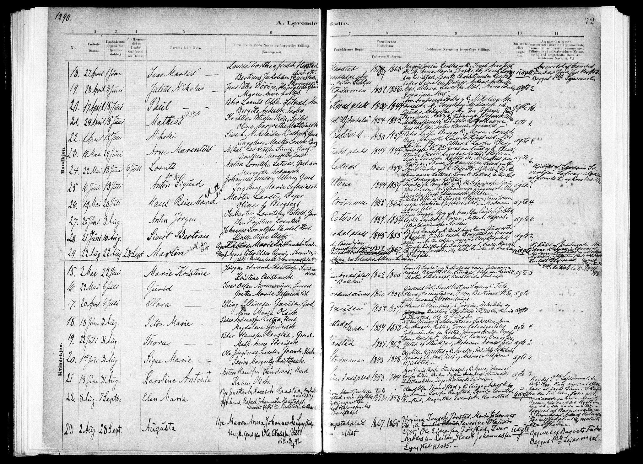 Ministerialprotokoller, klokkerbøker og fødselsregistre - Nord-Trøndelag, SAT/A-1458/730/L0285: Ministerialbok nr. 730A10, 1879-1914, s. 72