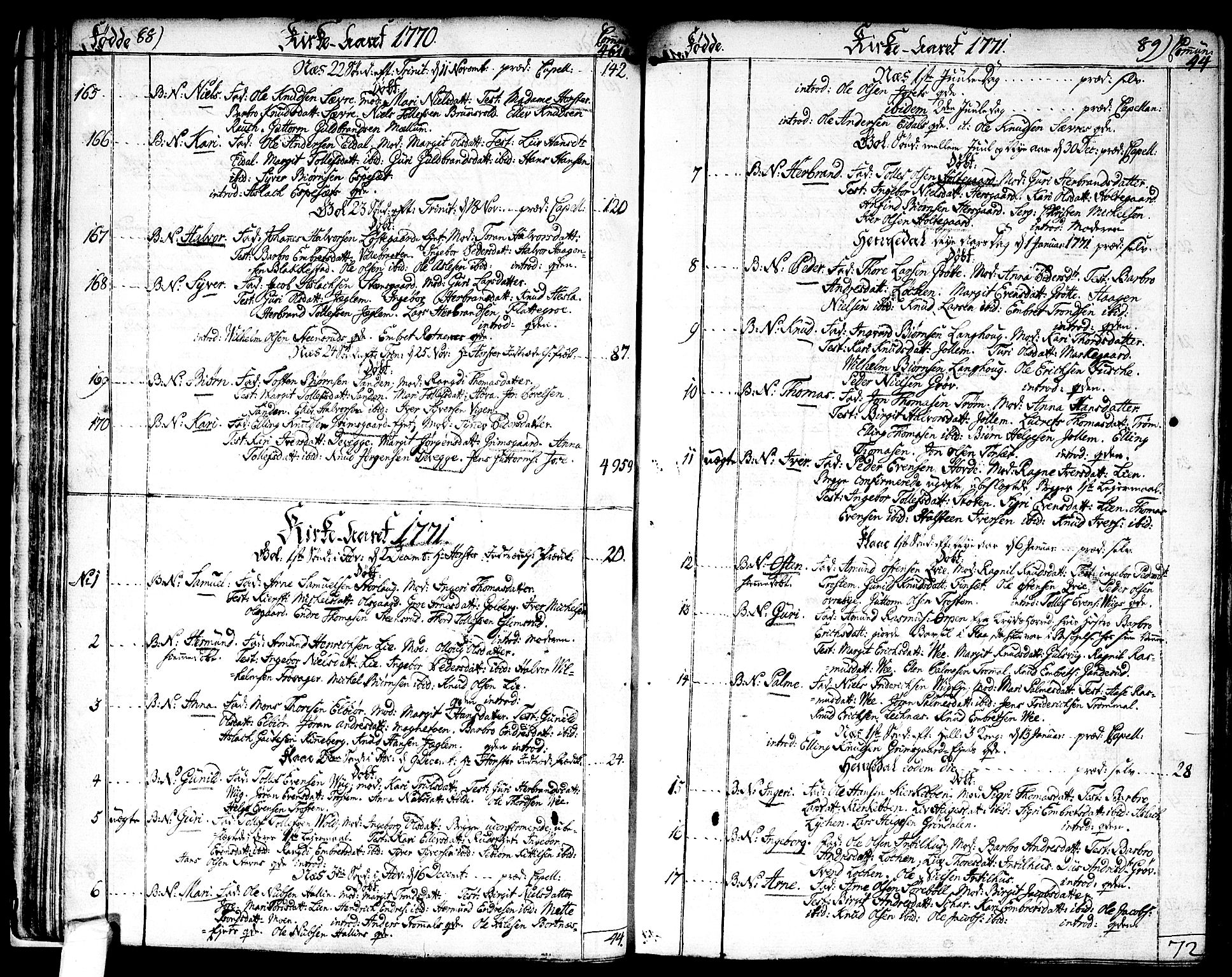 Nes kirkebøker, SAKO/A-236/F/Fa/L0004: Ministerialbok nr. 4, 1764-1786, s. 88-89