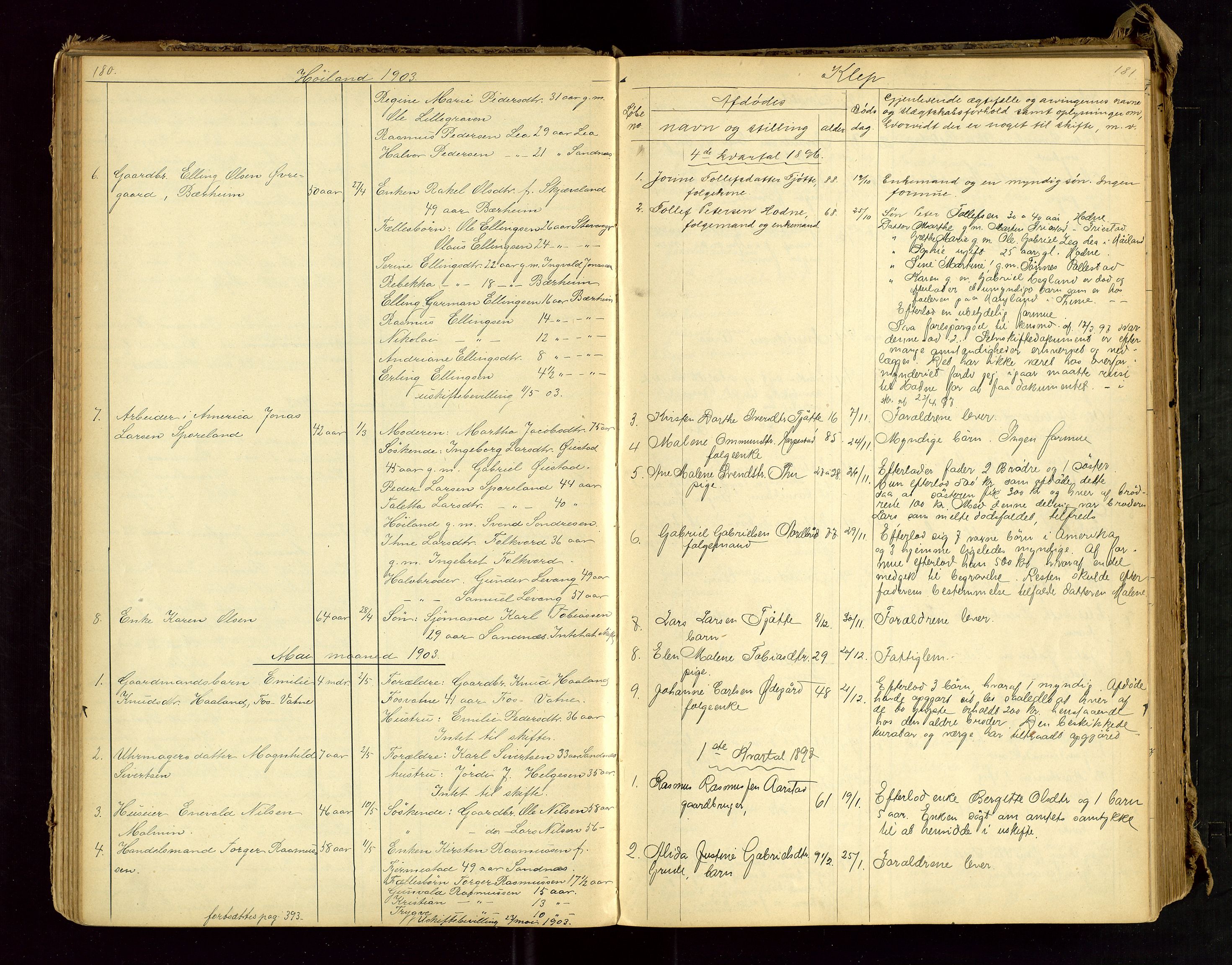 Jæren sorenskriveri, AV/SAST-A-100310/01/5/52/52B/L0002: DØDSFALLPROTOKOLL, 1896-1910, s. 180-181