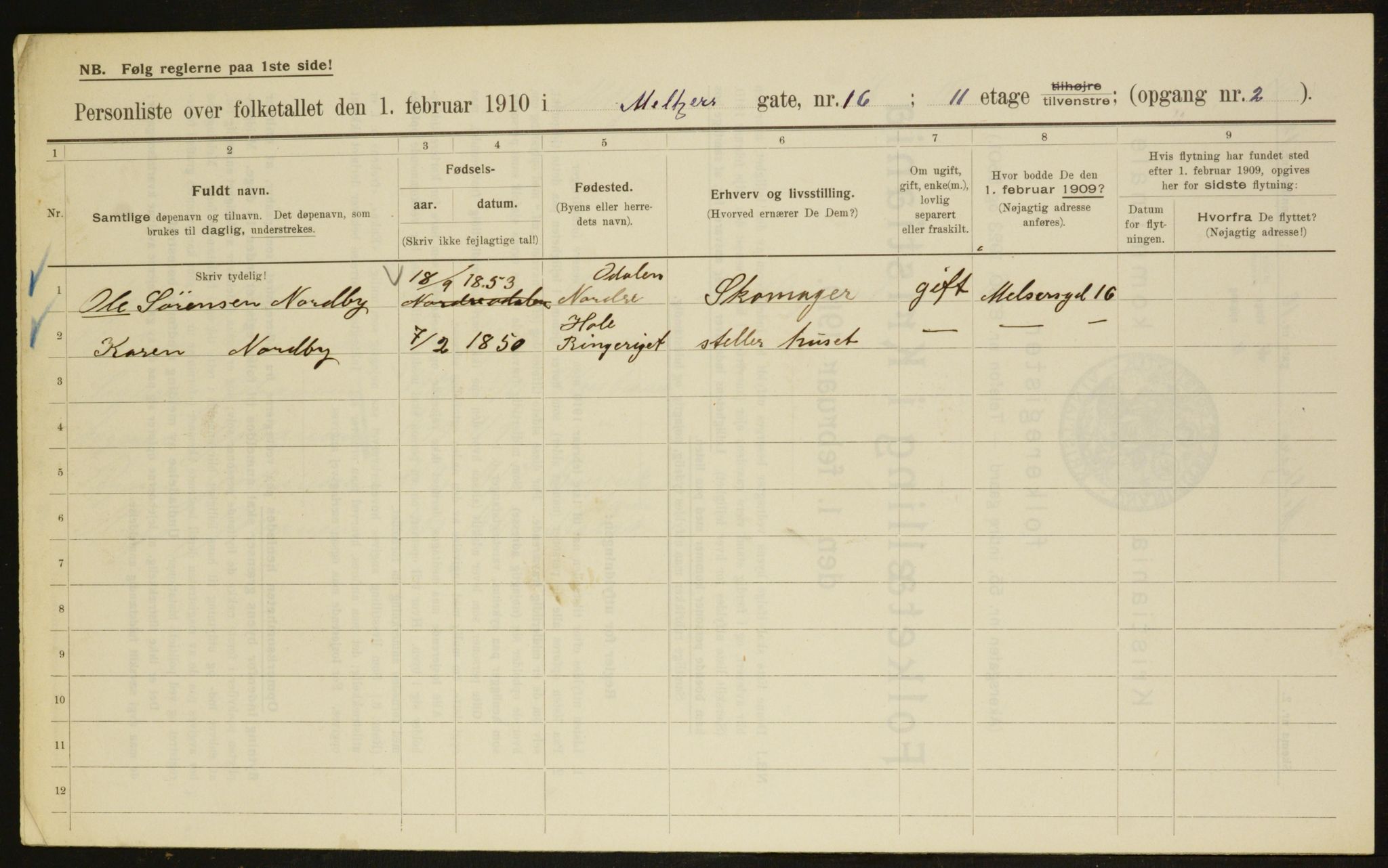 OBA, Kommunal folketelling 1.2.1910 for Kristiania, 1910, s. 63200