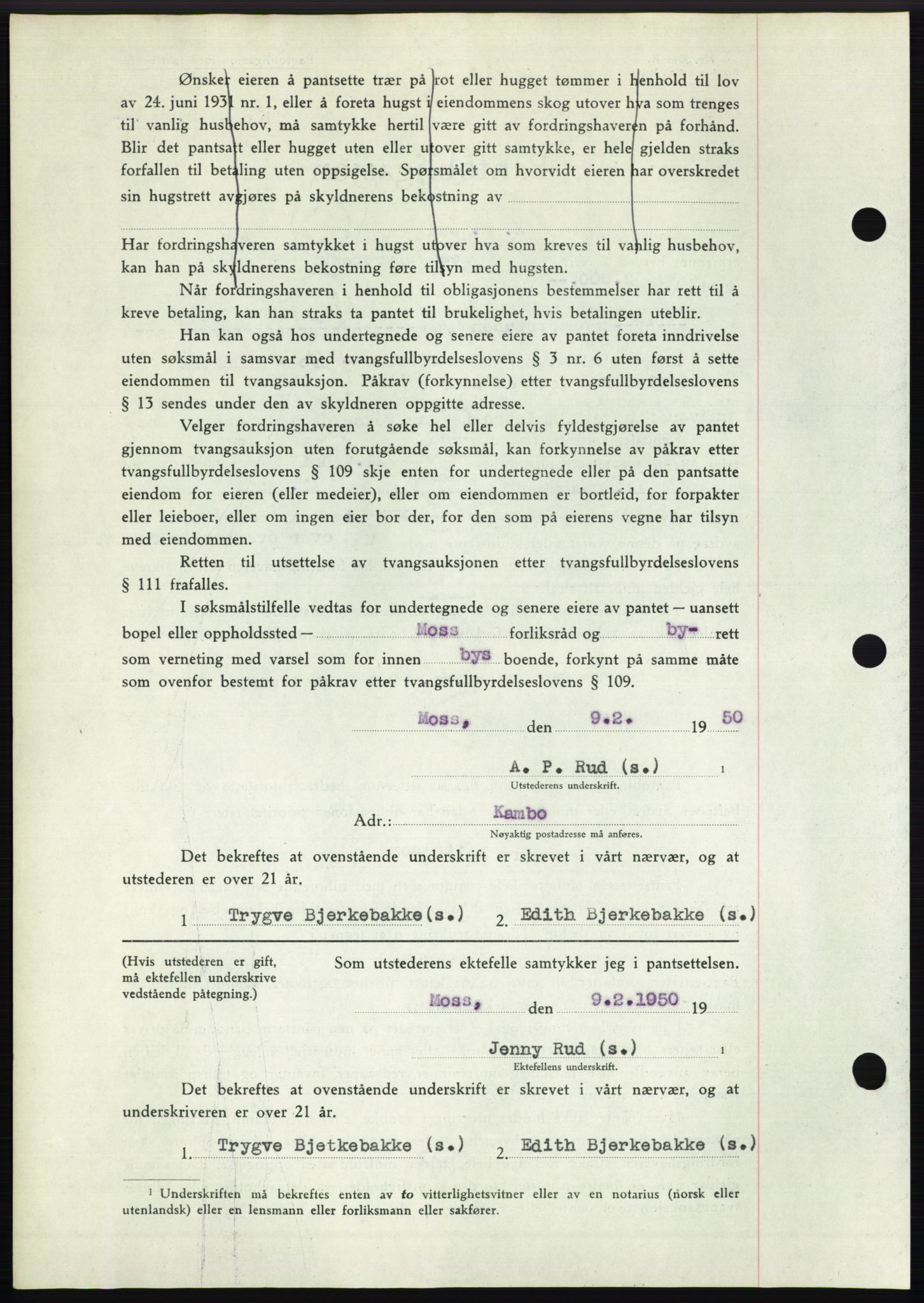 Moss sorenskriveri, SAO/A-10168: Pantebok nr. B23, 1949-1950, Dagboknr: 490/1950