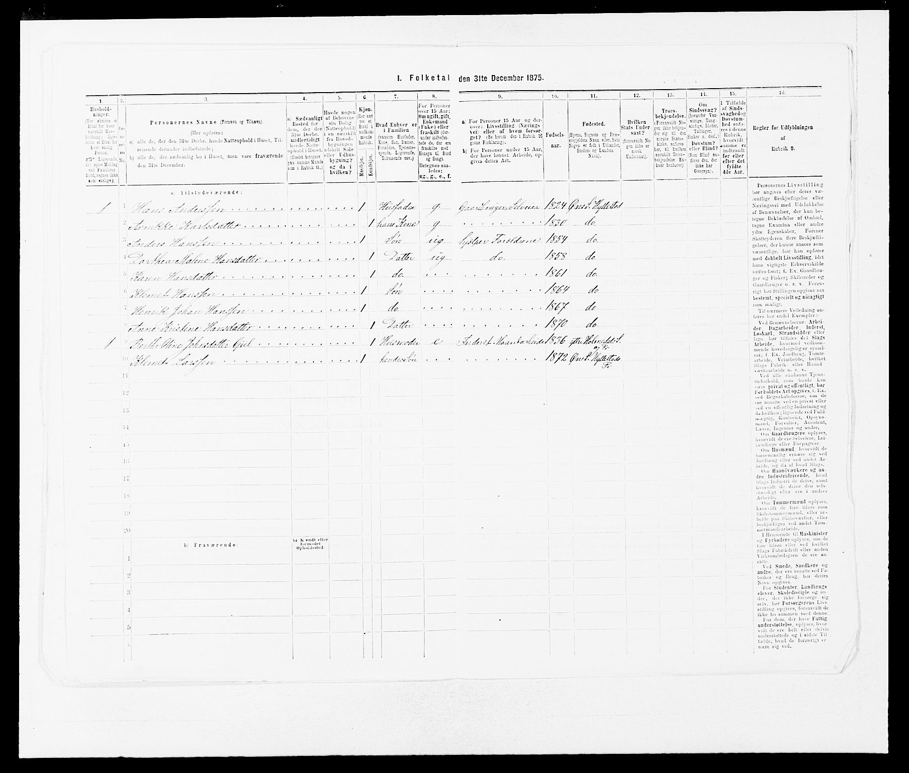 SAB, Folketelling 1875 for 1413P Hyllestad prestegjeld, 1875, s. 114