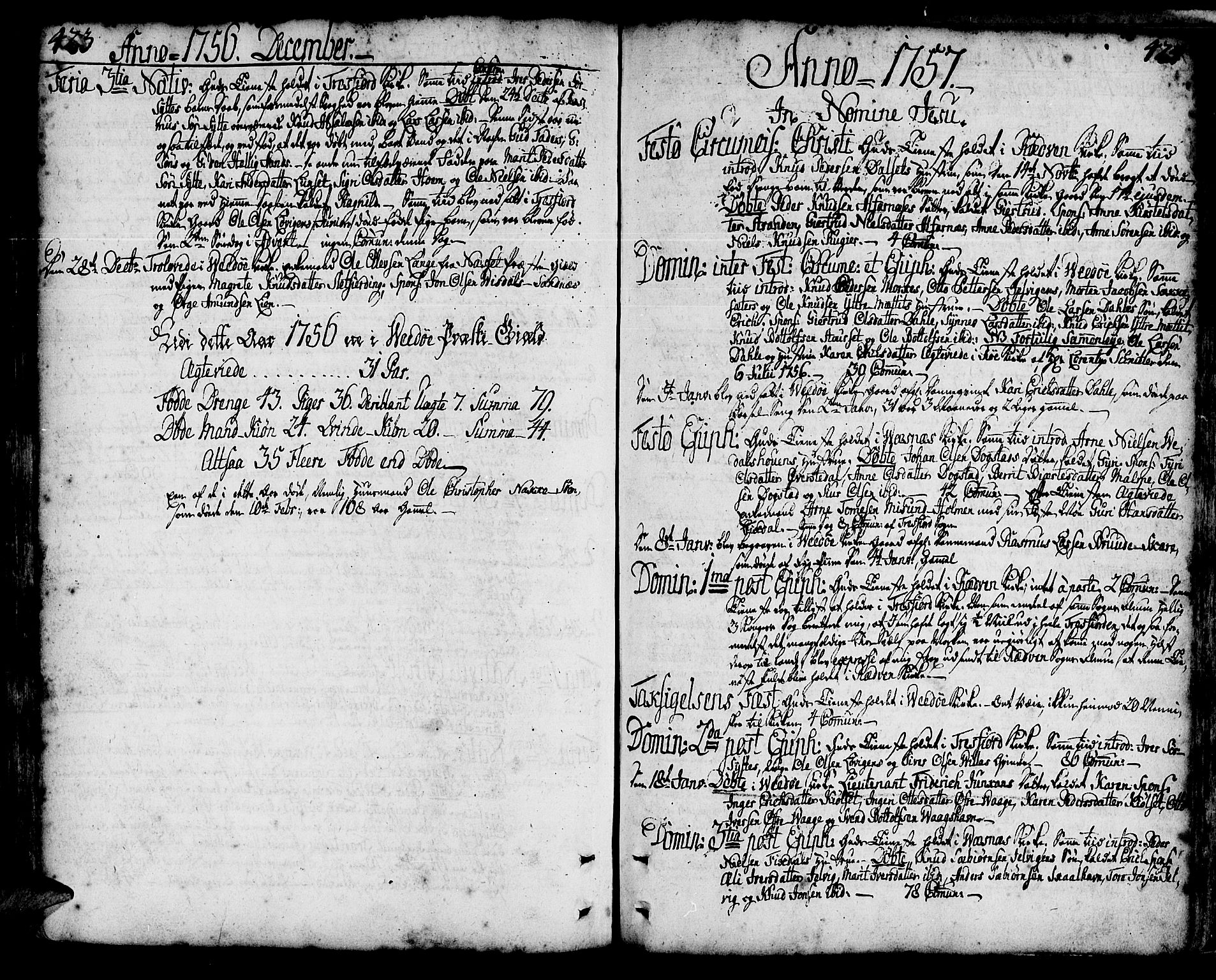 Ministerialprotokoller, klokkerbøker og fødselsregistre - Møre og Romsdal, AV/SAT-A-1454/547/L0599: Ministerialbok nr. 547A01, 1721-1764, s. 423-424