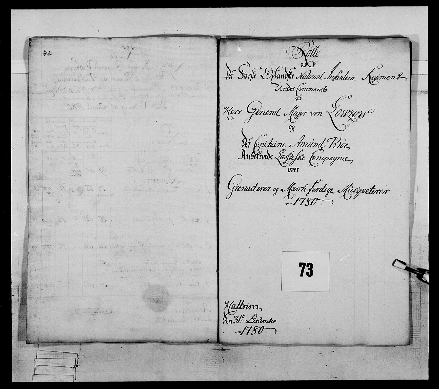 Generalitets- og kommissariatskollegiet, Det kongelige norske kommissariatskollegium, AV/RA-EA-5420/E/Eh/L0059: 1. Opplandske nasjonale infanteriregiment, 1775-1783, s. 510
