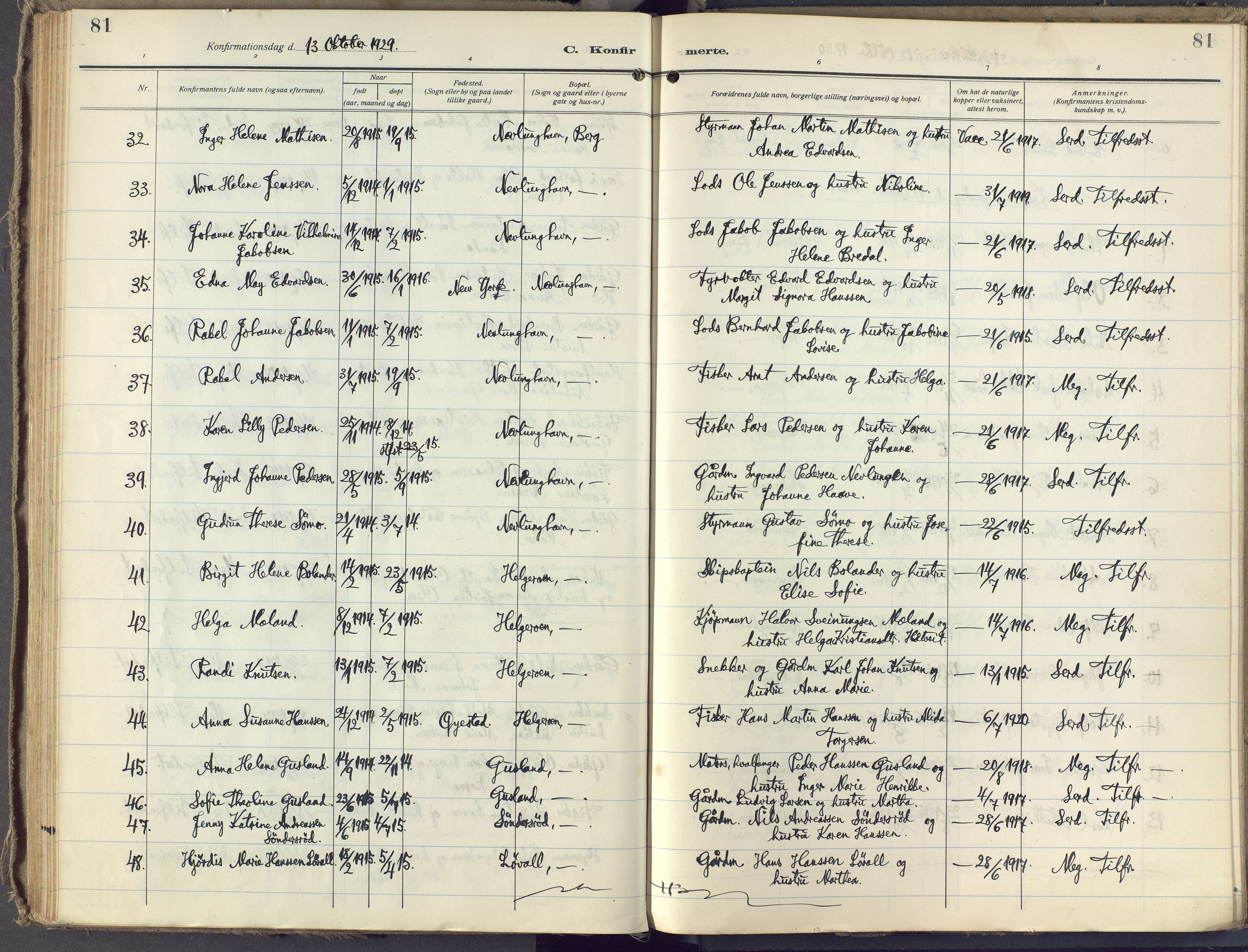 Brunlanes kirkebøker, SAKO/A-342/F/Fb/L0004: Ministerialbok nr. II 4, 1923-1940, s. 81